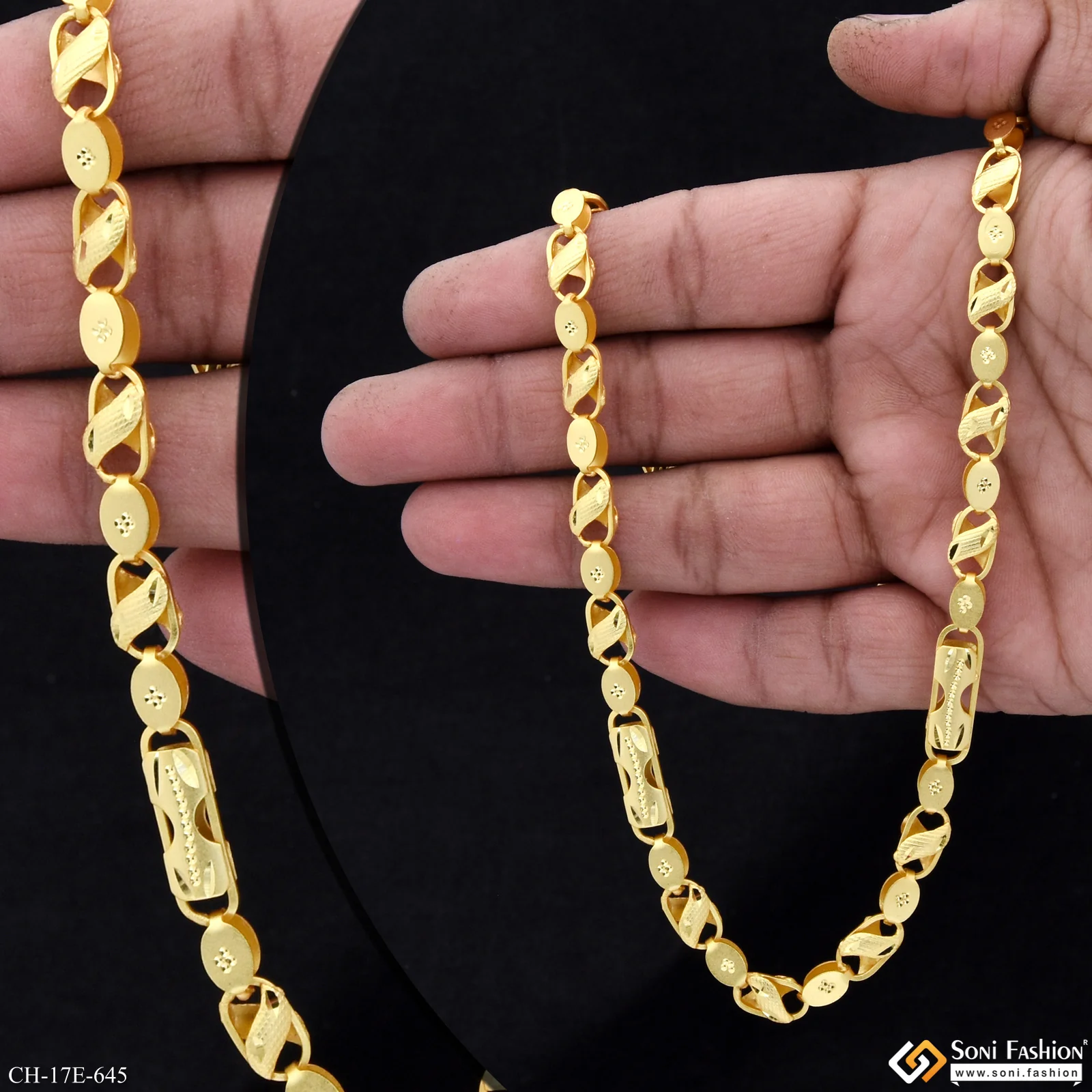 2 In 1 Gold Plated Kohli Chain for Men - Style E645 - Image 2
