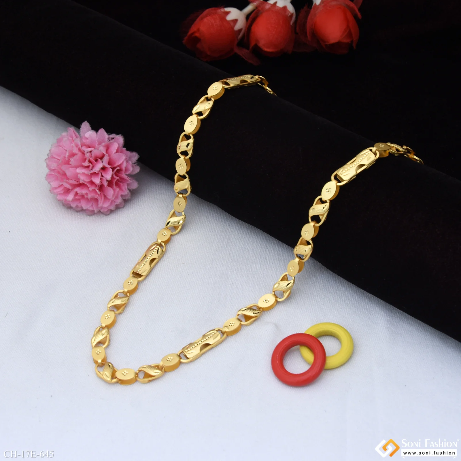 2 In 1 Gold Plated Kohli Chain for Men - Style E645 - Image 3