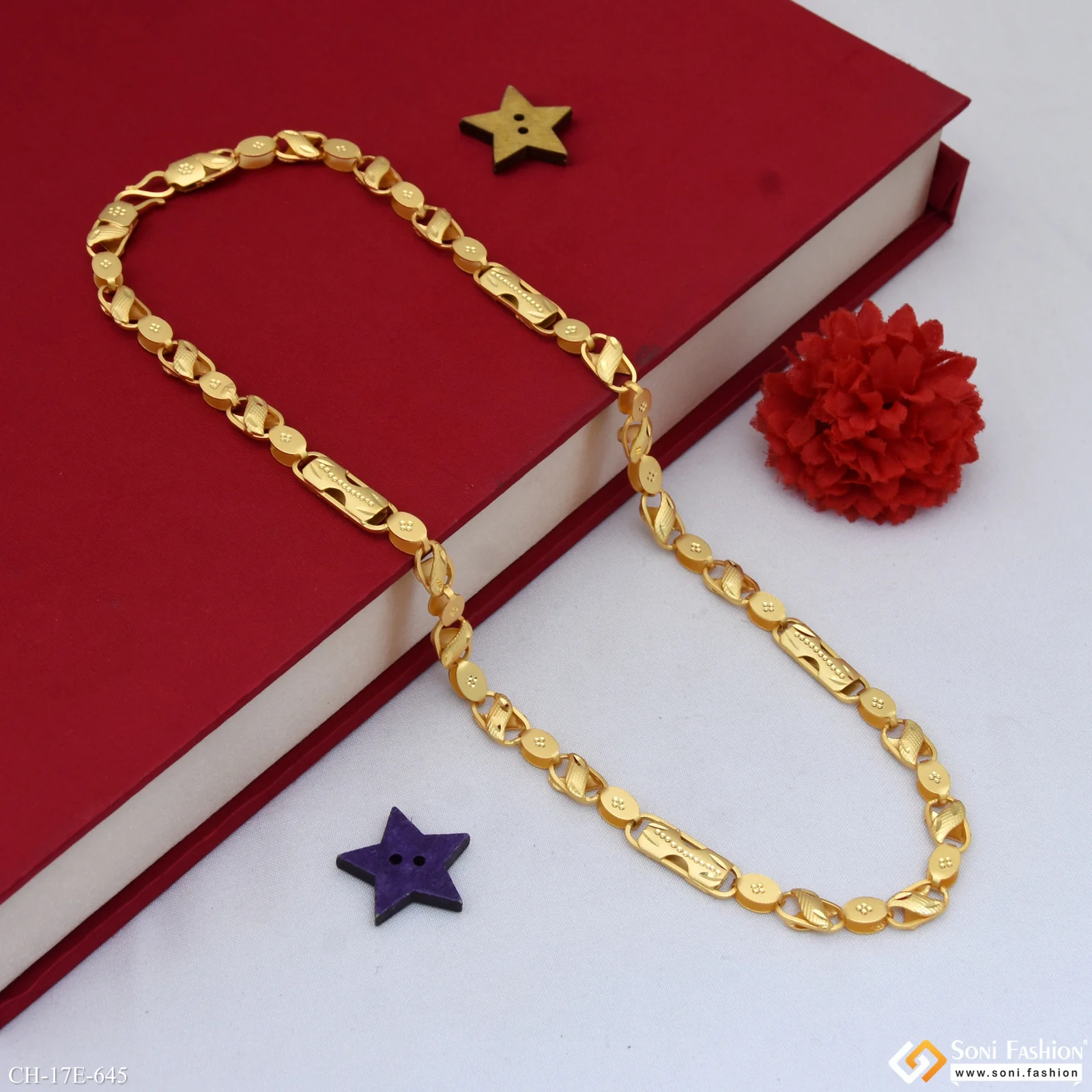 2 In 1 Gold Plated Kohli Chain for Men - Style E645 - Image 4
