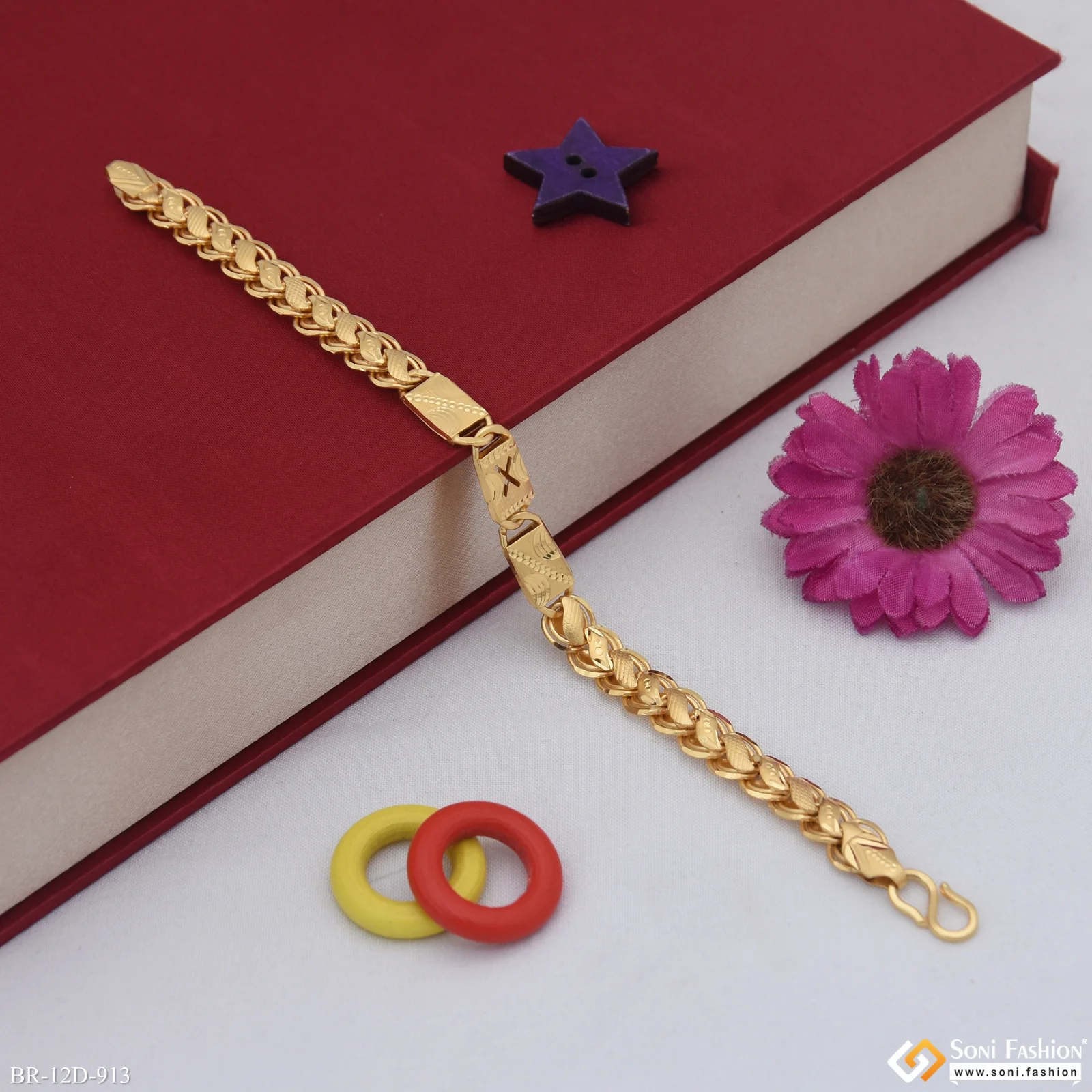 2 In 1 Gold Plated Kohli Nawabi Bracelet for Men - Style D913 - Image 4