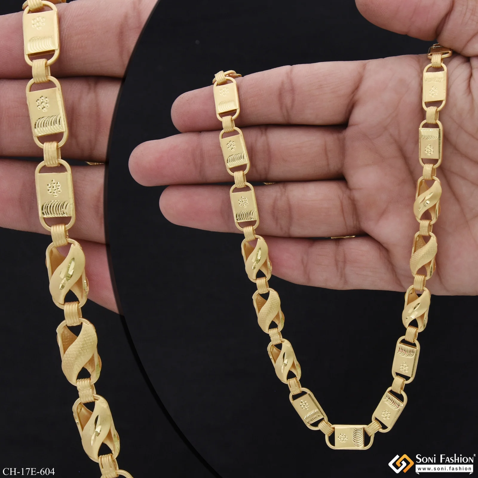 2 In 1 Gold Plated Kohli Nawabi Chain for Men - Style E604 - Image 2