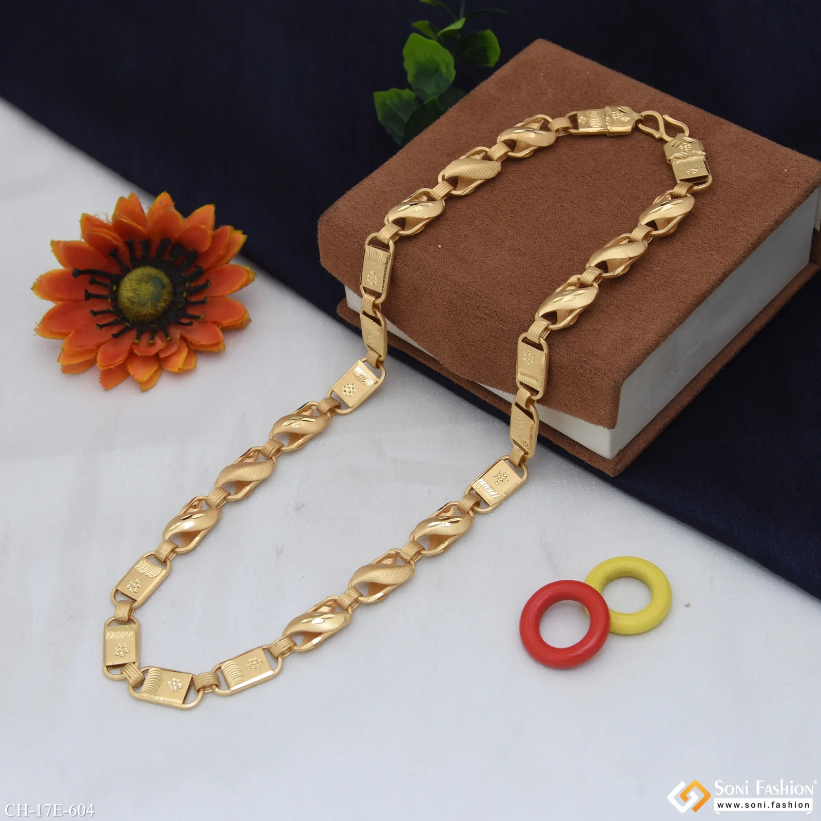 2 In 1 Gold Plated Kohli Nawabi Chain for Men - Style E604 - Image 3