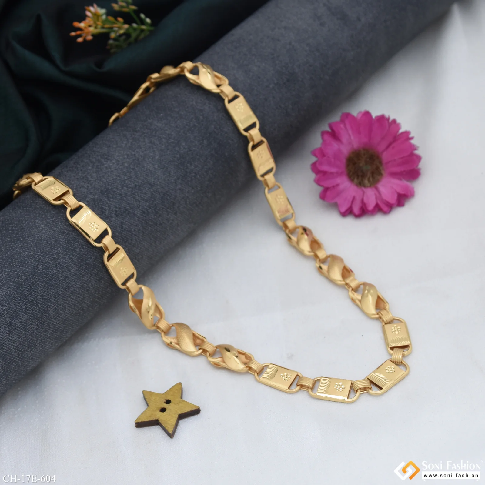 2 In 1 Gold Plated Kohli Nawabi Chain for Men - Style E604 - Image 4