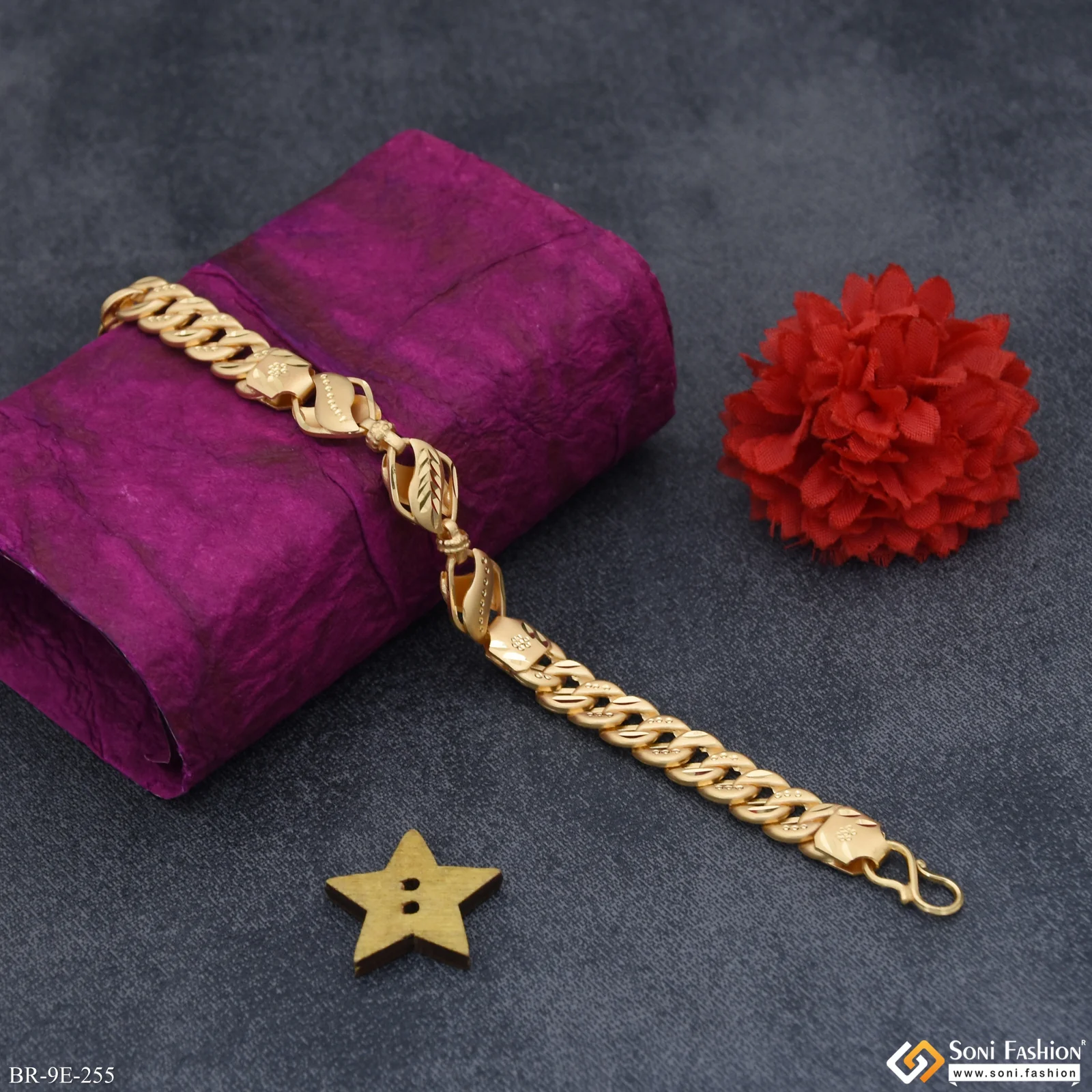 2 In 1 Gold Plated Kohli Pokal Bracelet for Men - Style E255 - Image 3
