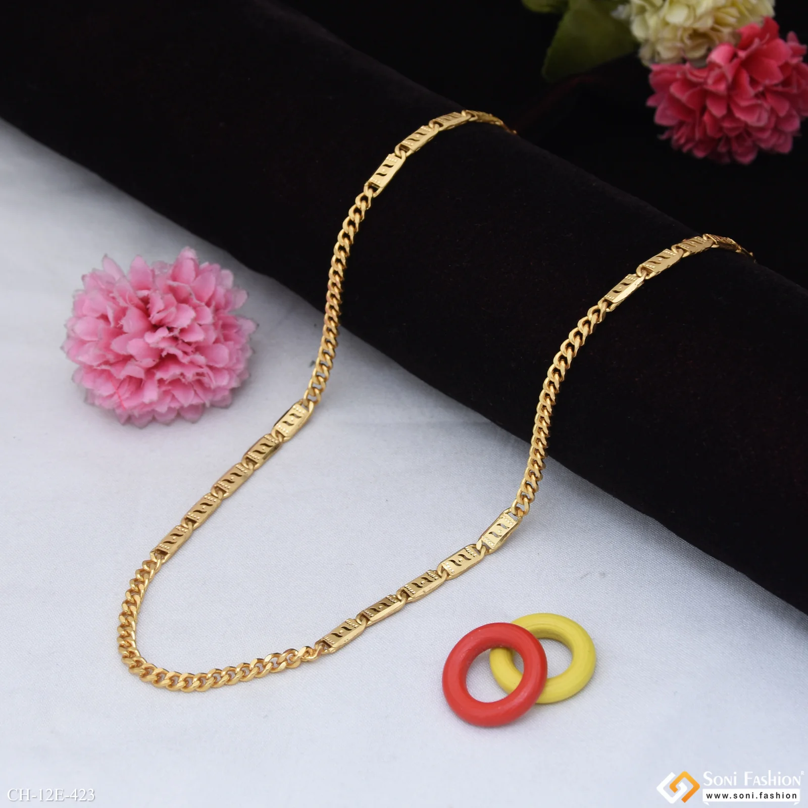 2 In 1 Gold Plated Link Nawabi Chain for Men - Style E423 - Image 3