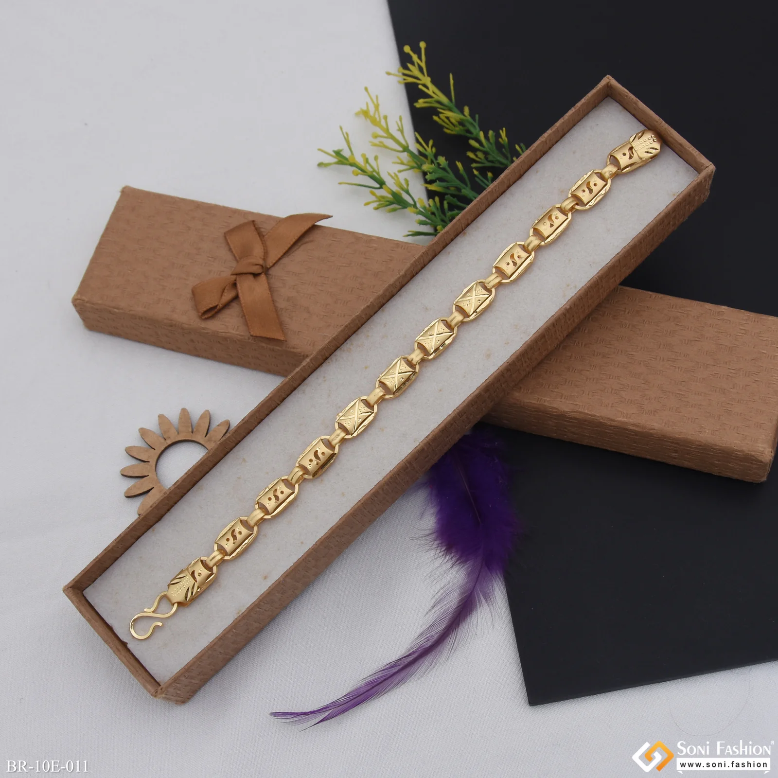 2 In 1 Gold Plated Nawabi Bracelet for Men - Style E011 - Image 2