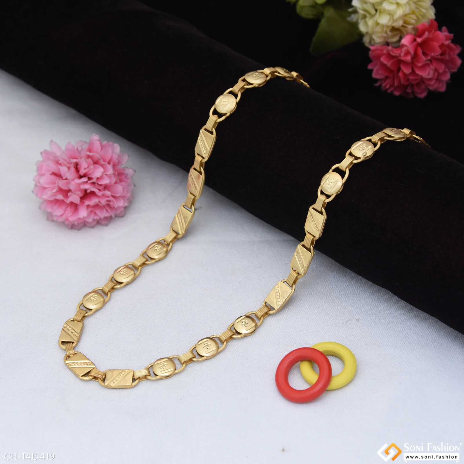 2 In 1 Gold Plated Nawabi Chain for Men - Style E419 - Image 3