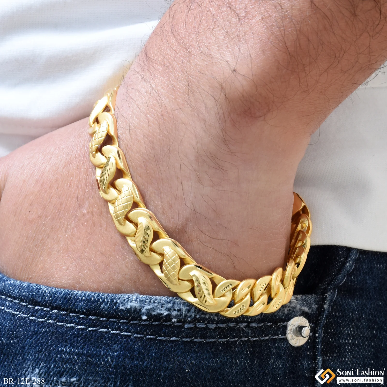 2 In 1 Gold Plated Pokal Bracelet for Men - Style E288