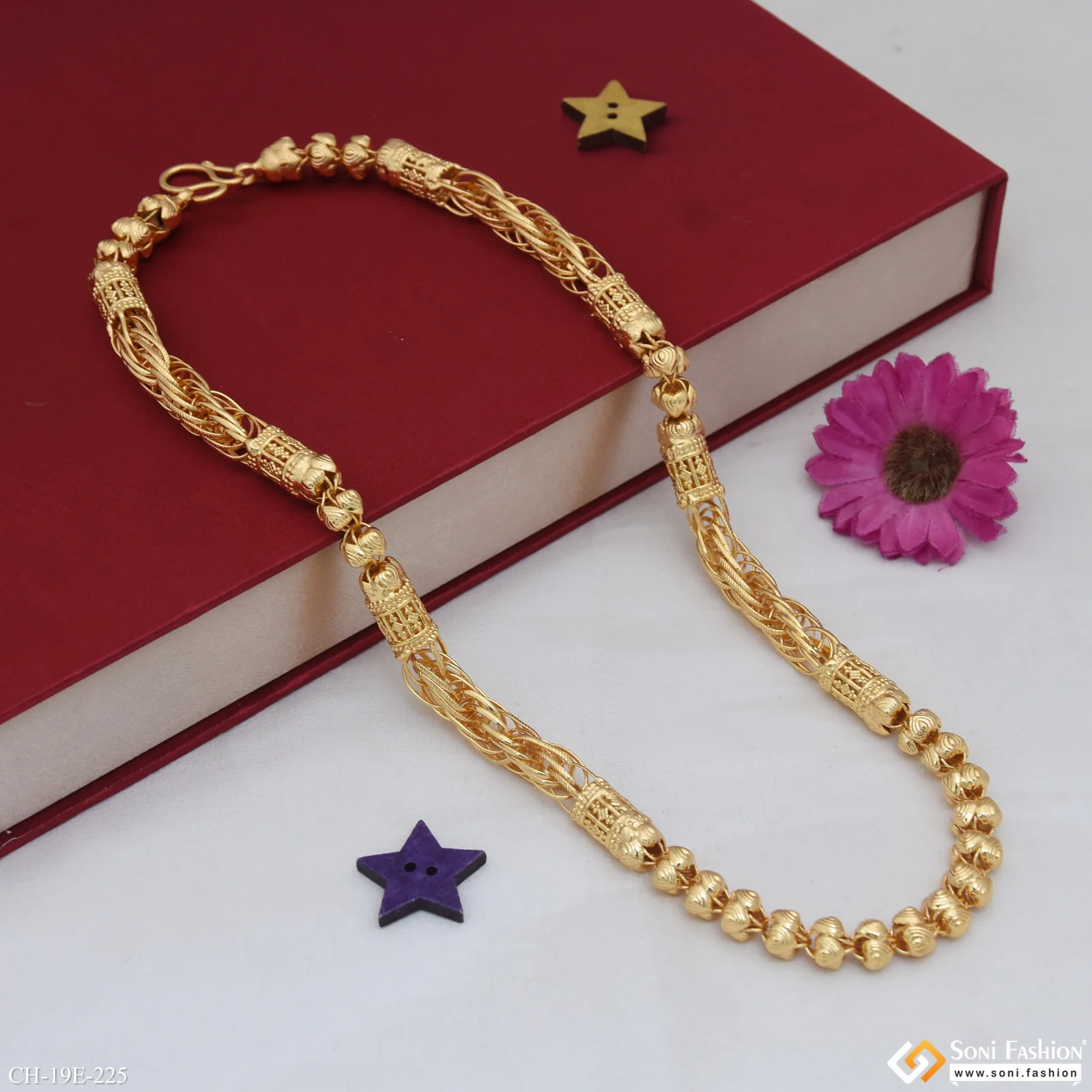 2 In 1 Gold Plated Rajwadi Chain for Men - Style E225 - Image 6