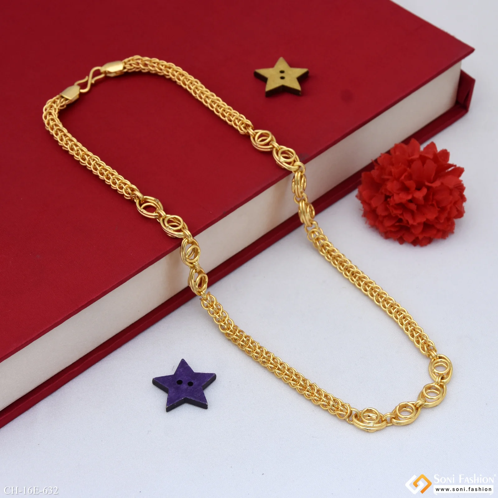 2 In 1 Gold Plated Rajwadi Chain for Men - Style E632 - Image 4