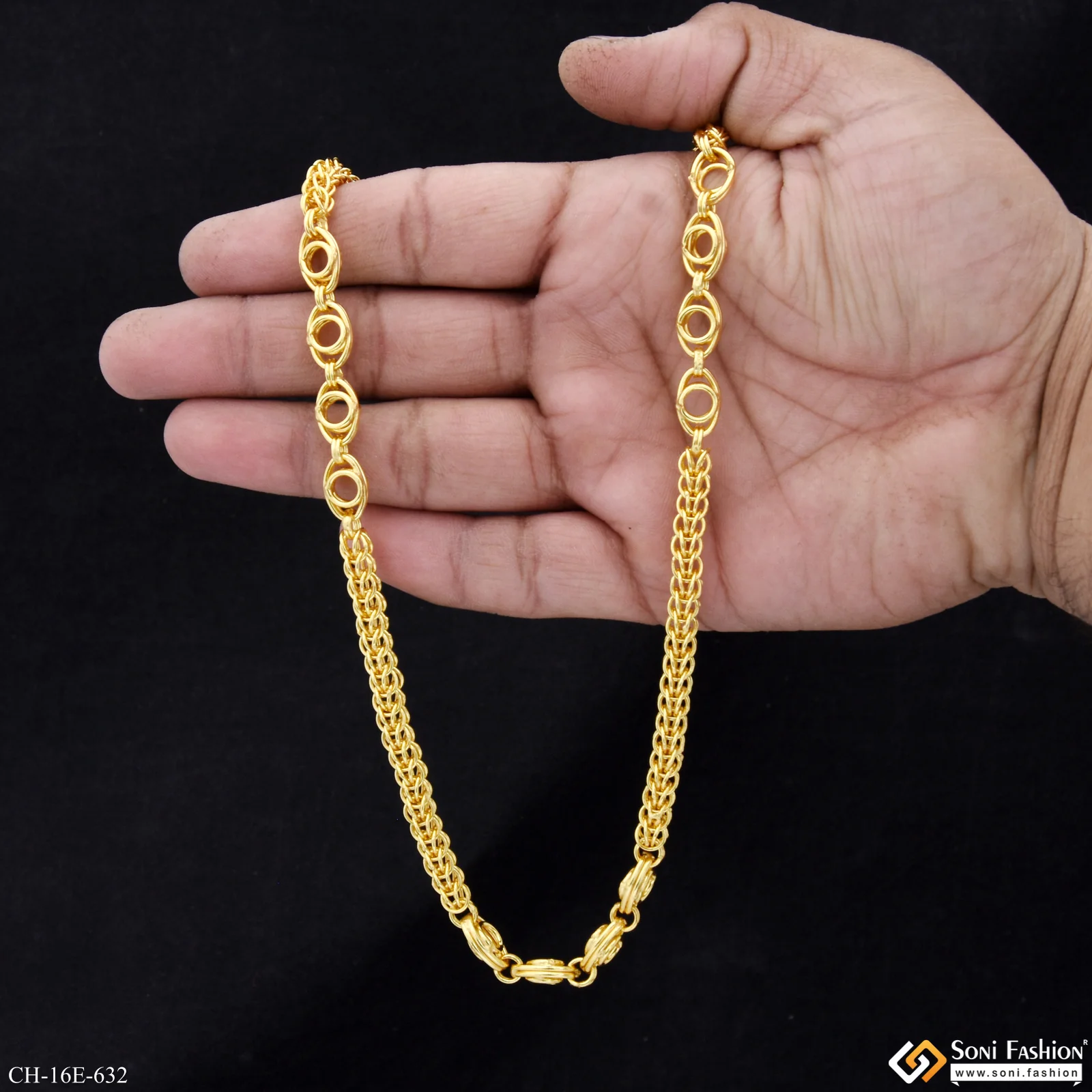 2 In 1 Gold Plated Rajwadi Chain for Men - Style E632 - Image 6