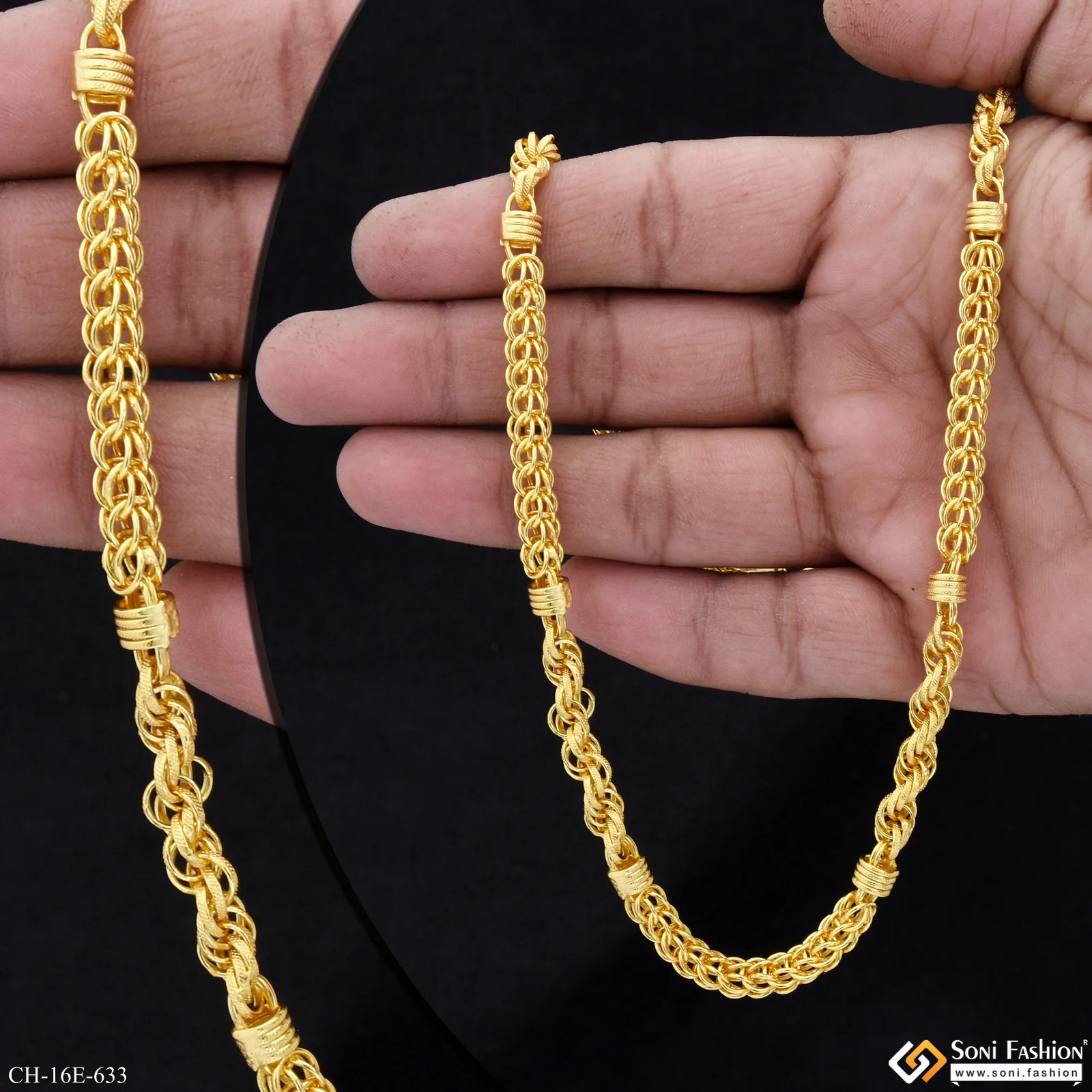 2 In 1 Gold Plated Rajwadi Chain for Men - Style E633 - Image 2