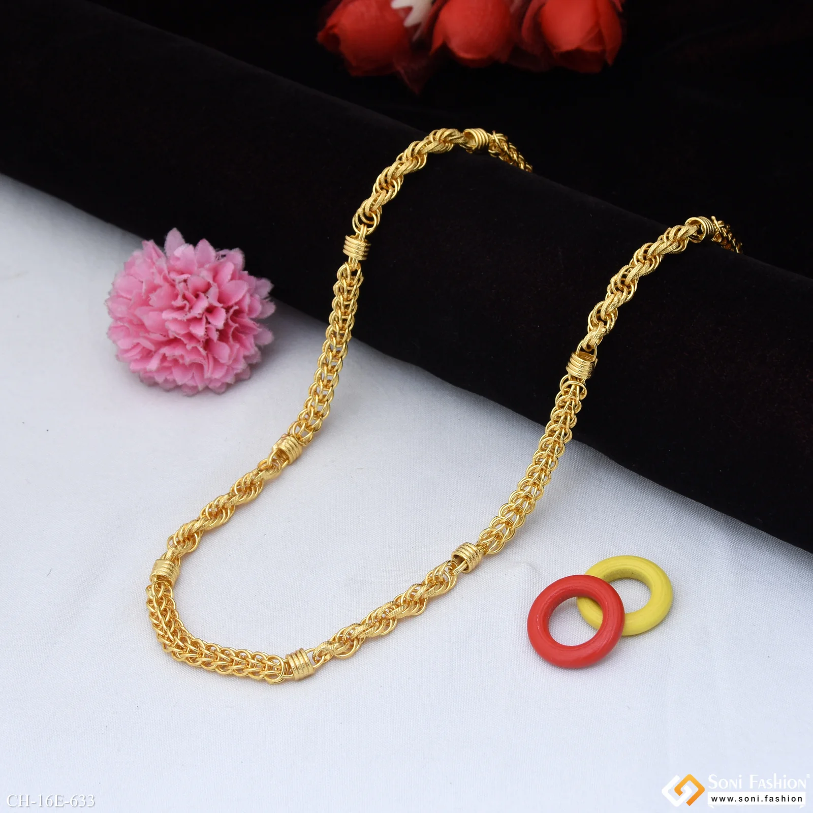 2 In 1 Gold Plated Rajwadi Chain for Men - Style E633 - Image 3
