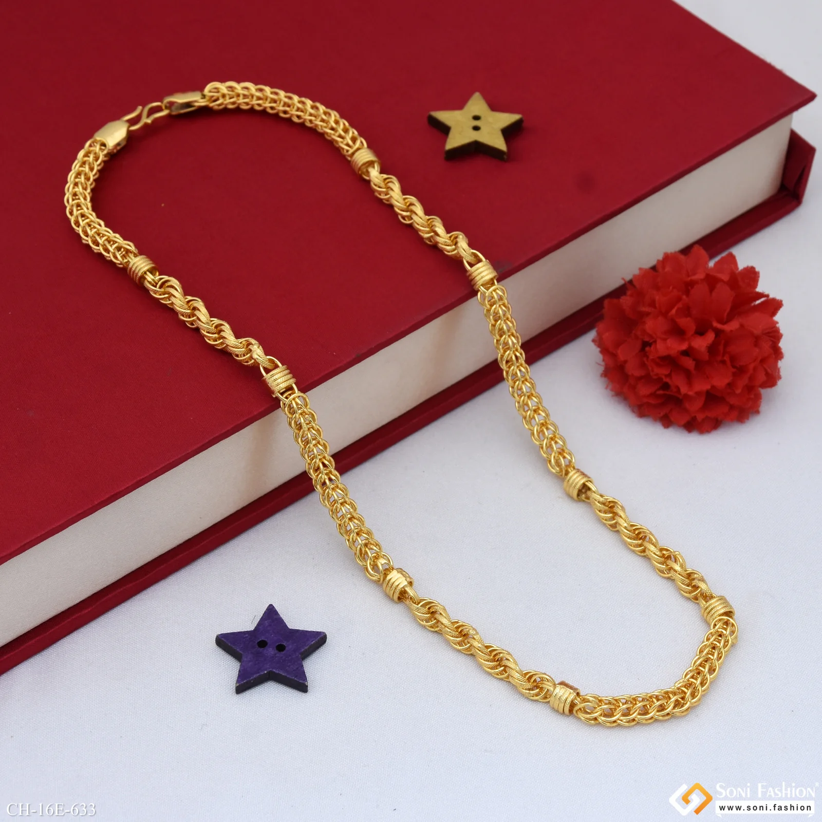 2 In 1 Gold Plated Rajwadi Chain for Men - Style E633 - Image 4