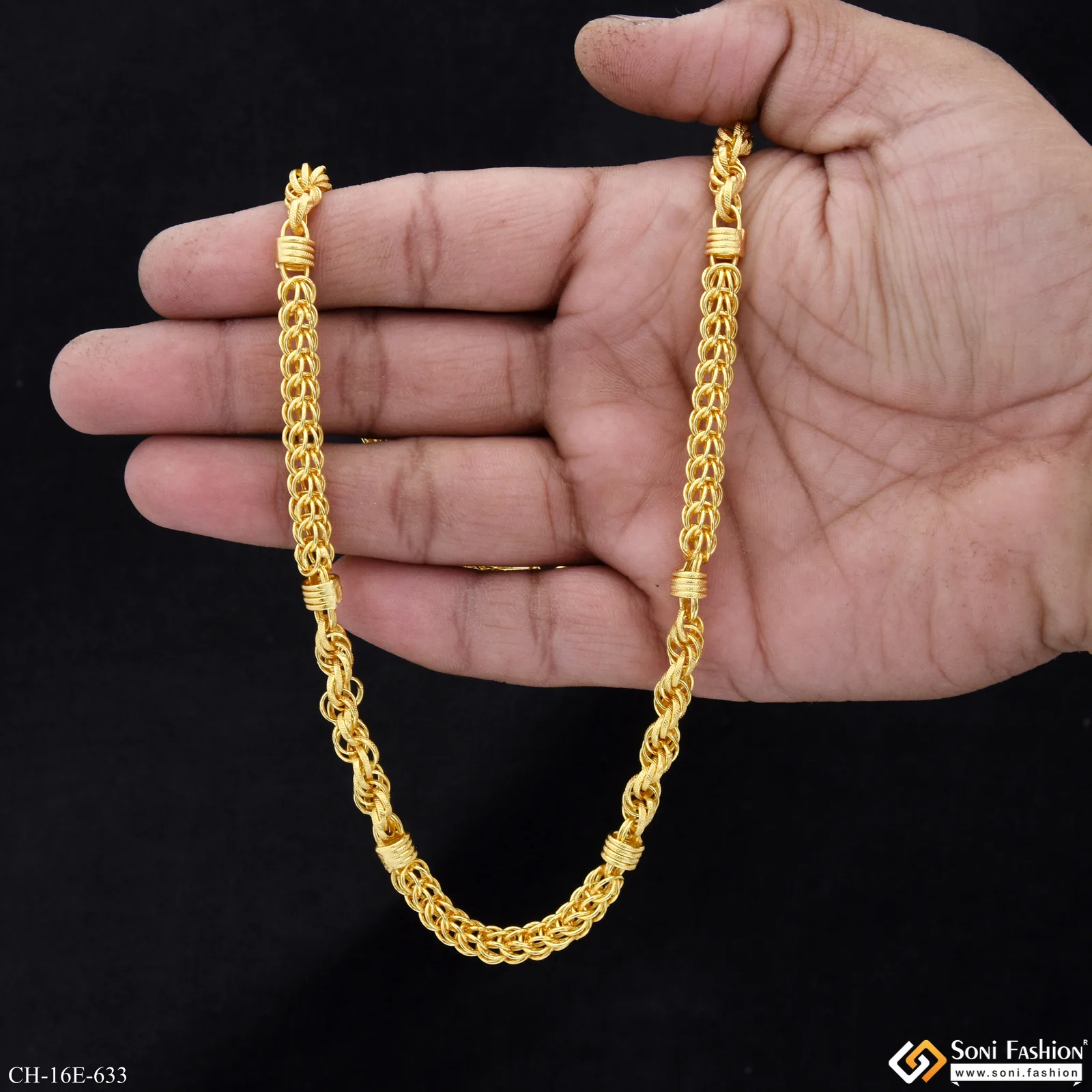 2 In 1 Gold Plated Rajwadi Chain for Men - Style E633 - Image 6