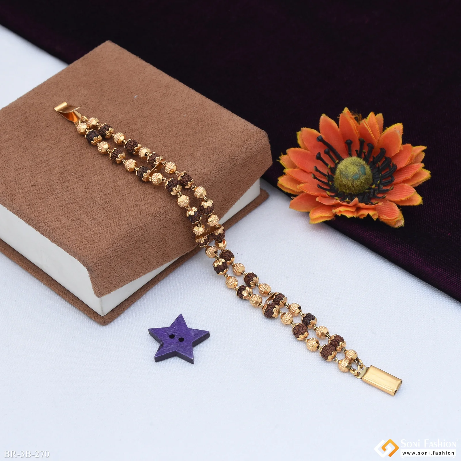 2 in 1 Golden Boll Glamorous Design Gold Plated Bracelet for Men - Style B270 - Image 4