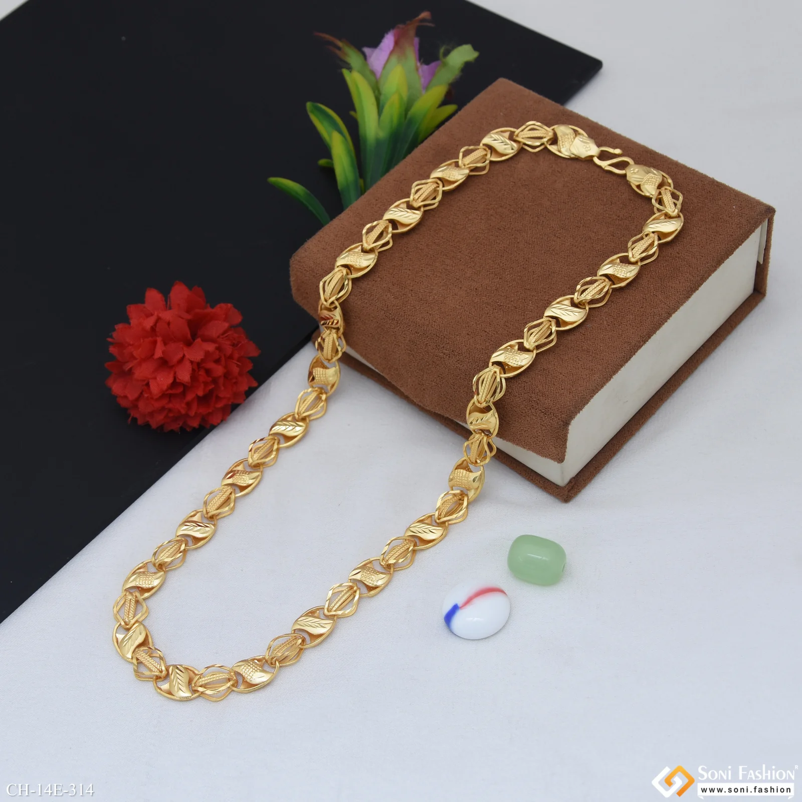 2 In 1 Latest Design Gold Plated Kohli Chain for Men - Style E314 - Image 5