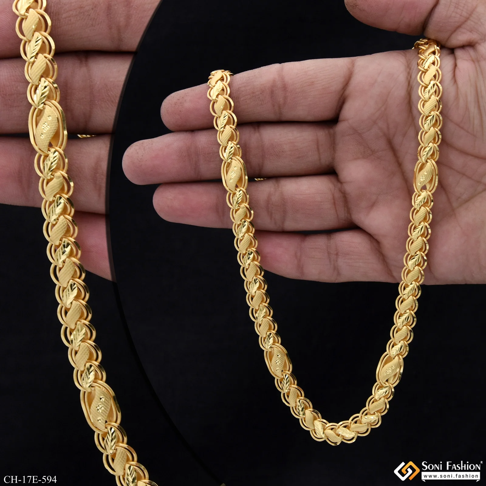 2 In 1 Latest Design Gold Plated Kohli Chain for Men - Style E594 - Image 2
