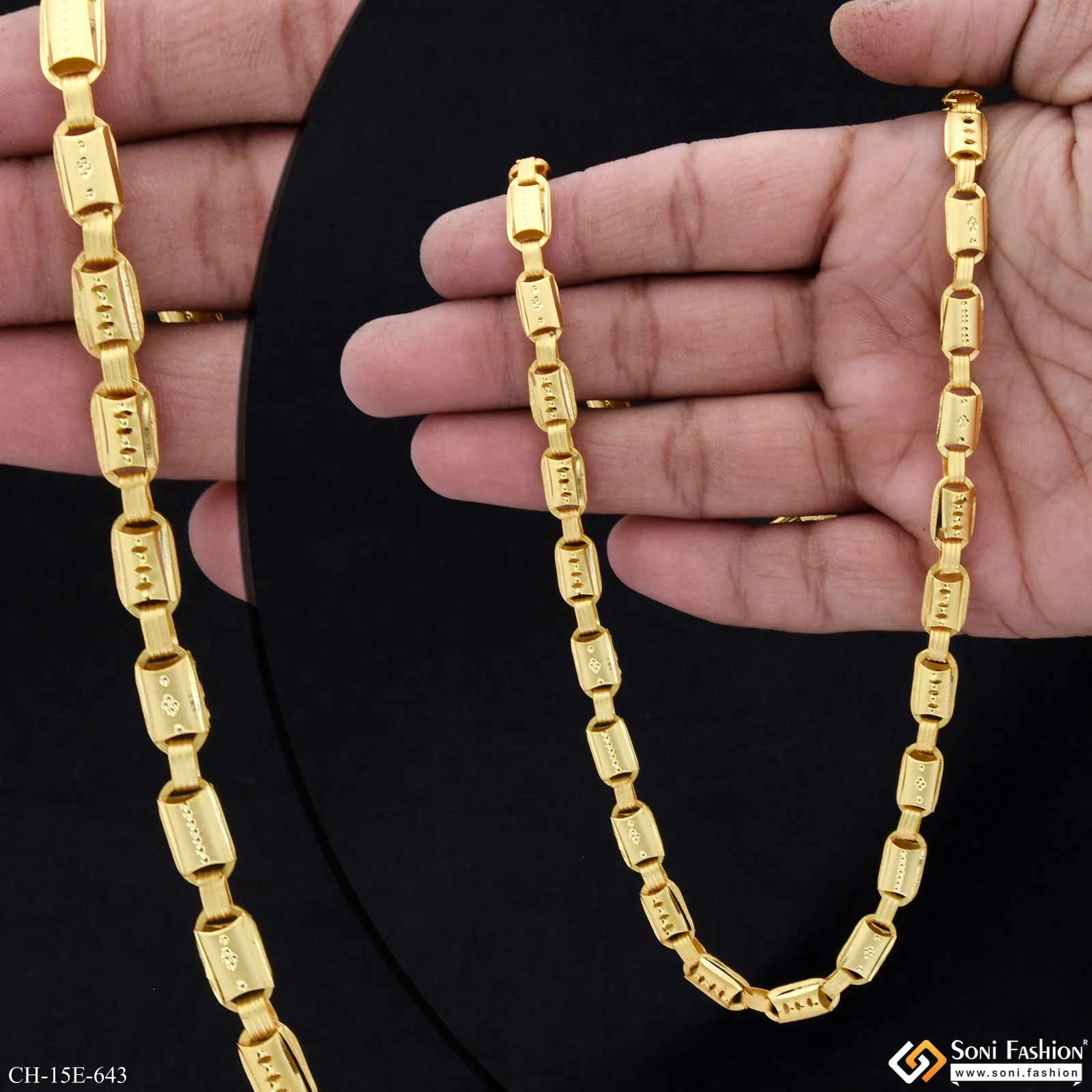 2 In 1 Latest Design Gold Plated Nawabi Chain for Men - Style E643 - Image 2