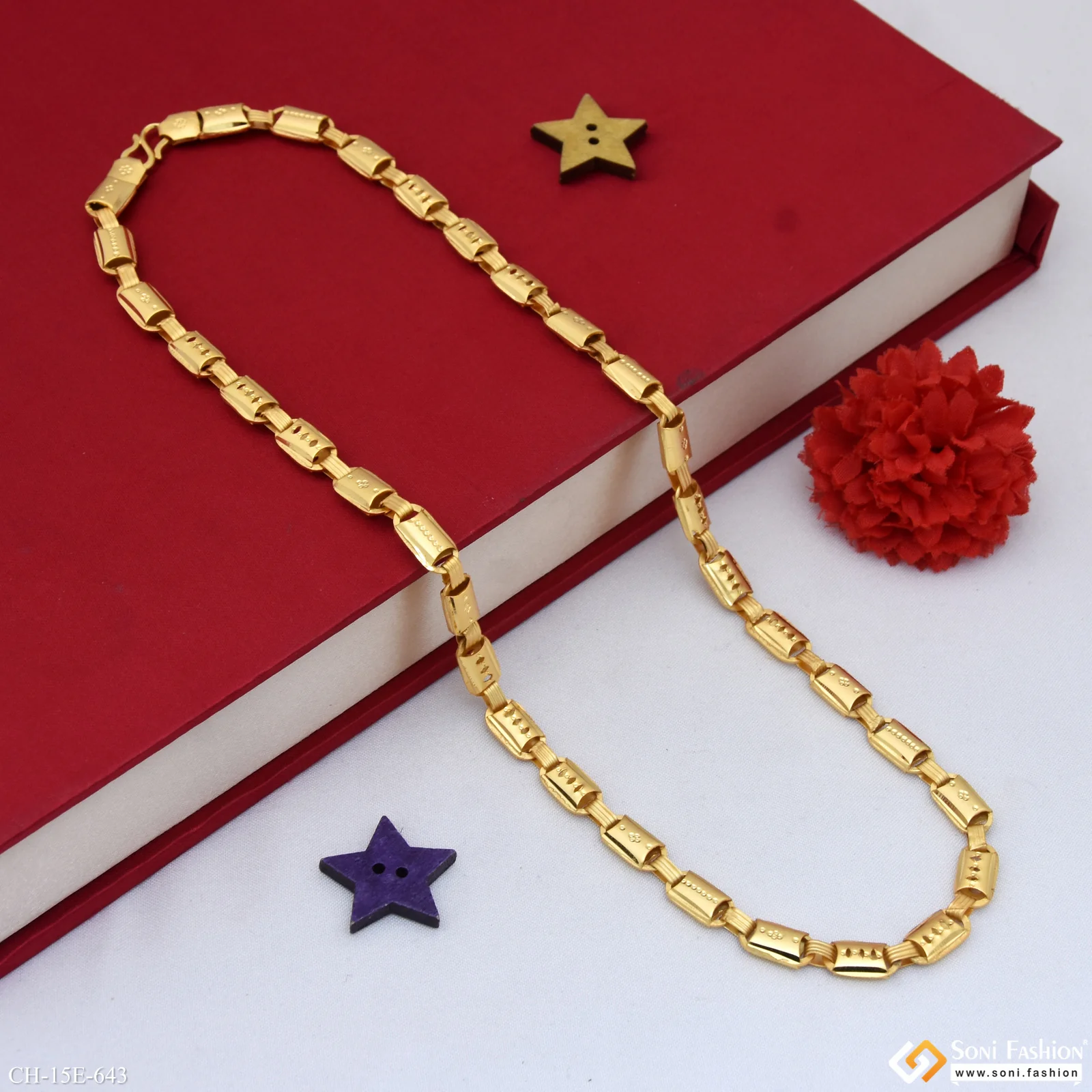 2 In 1 Latest Design Gold Plated Nawabi Chain for Men - Style E643 - Image 4