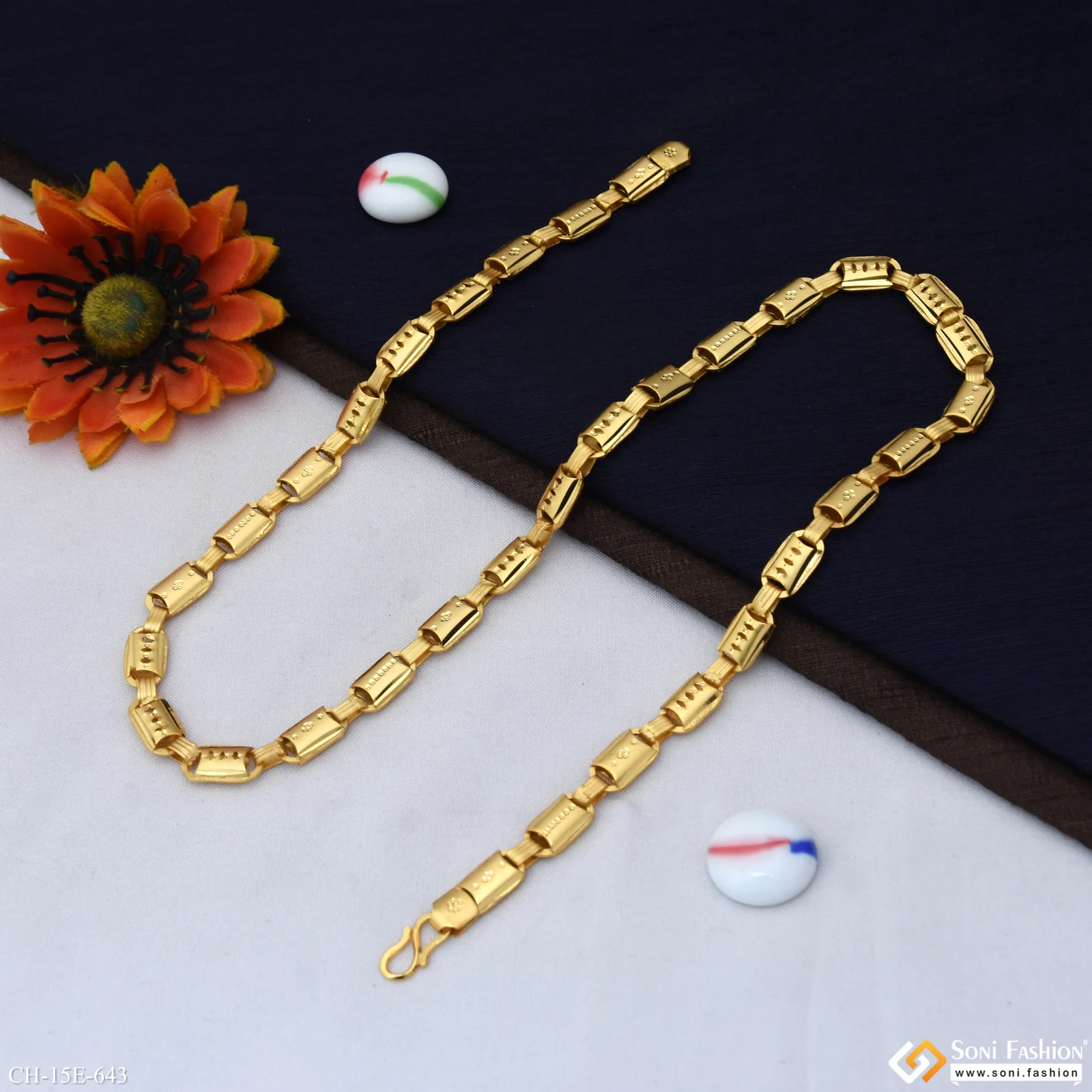 2 In 1 Latest Design Gold Plated Nawabi Chain for Men - Style E643 - Image 5