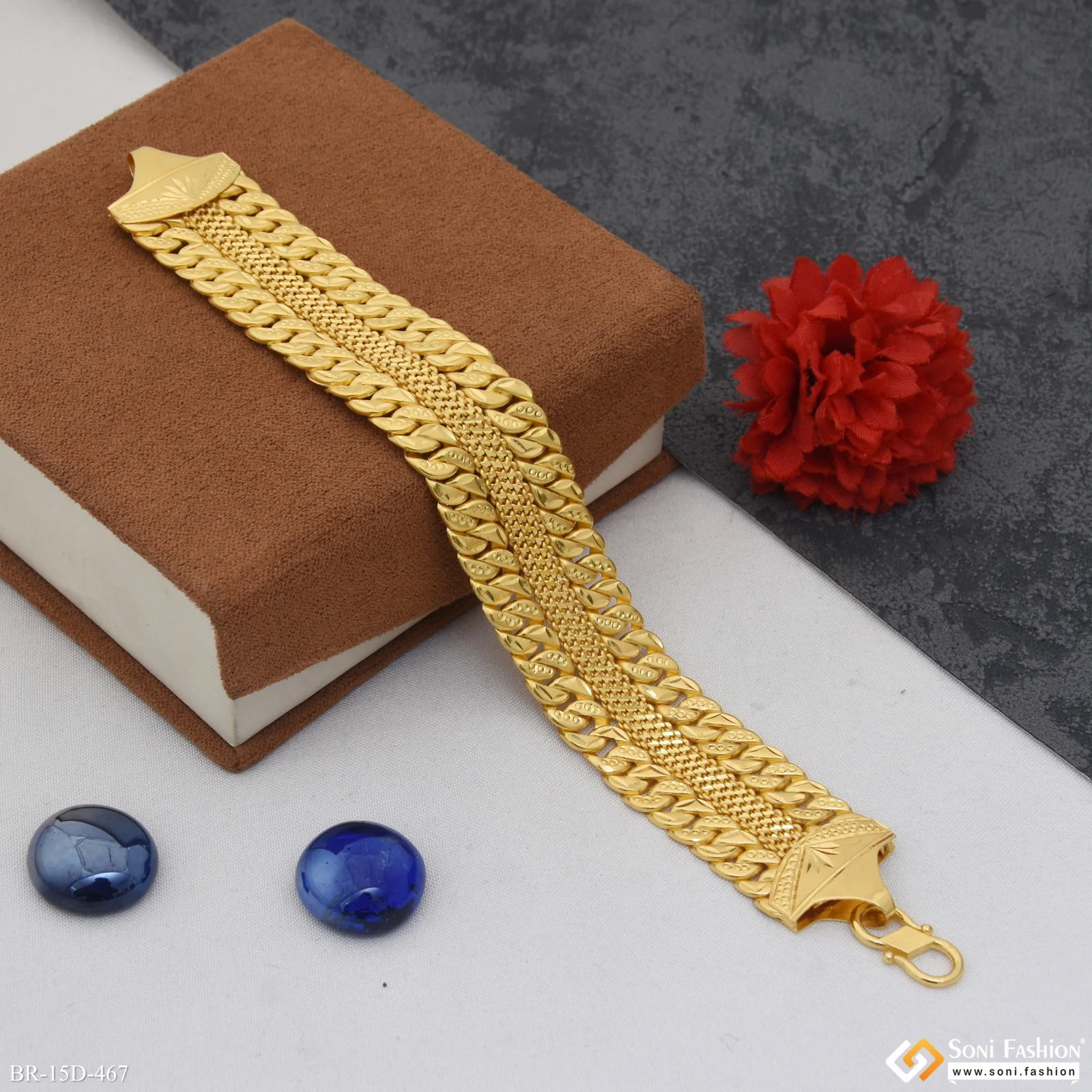 2 In 1 Latest Design Gold Plated Pokal Bracelet for Men - Style D467 - Image 5