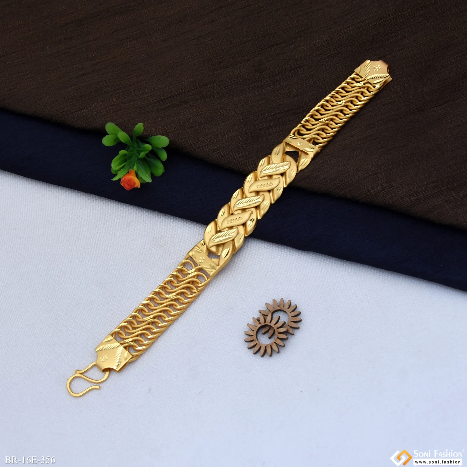 2 in 1 pokal bracelet Excellent Design Gold Plated Bracelet for Men - Style E356 - Image 4