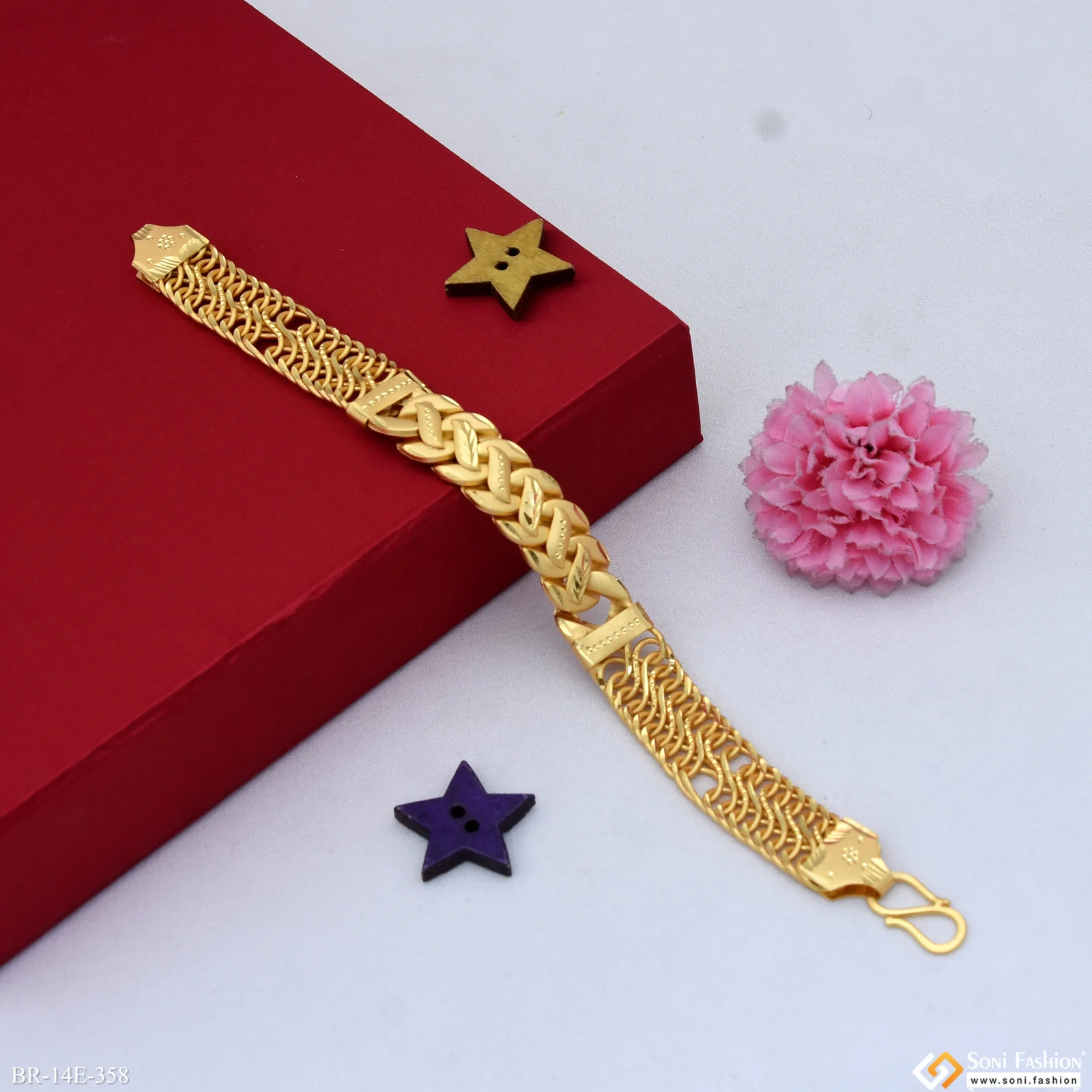 2 in 1 pokal bracelet Fancy Design High-Quality Gold Plated Bracelet for Men - Style E358 - Image 3