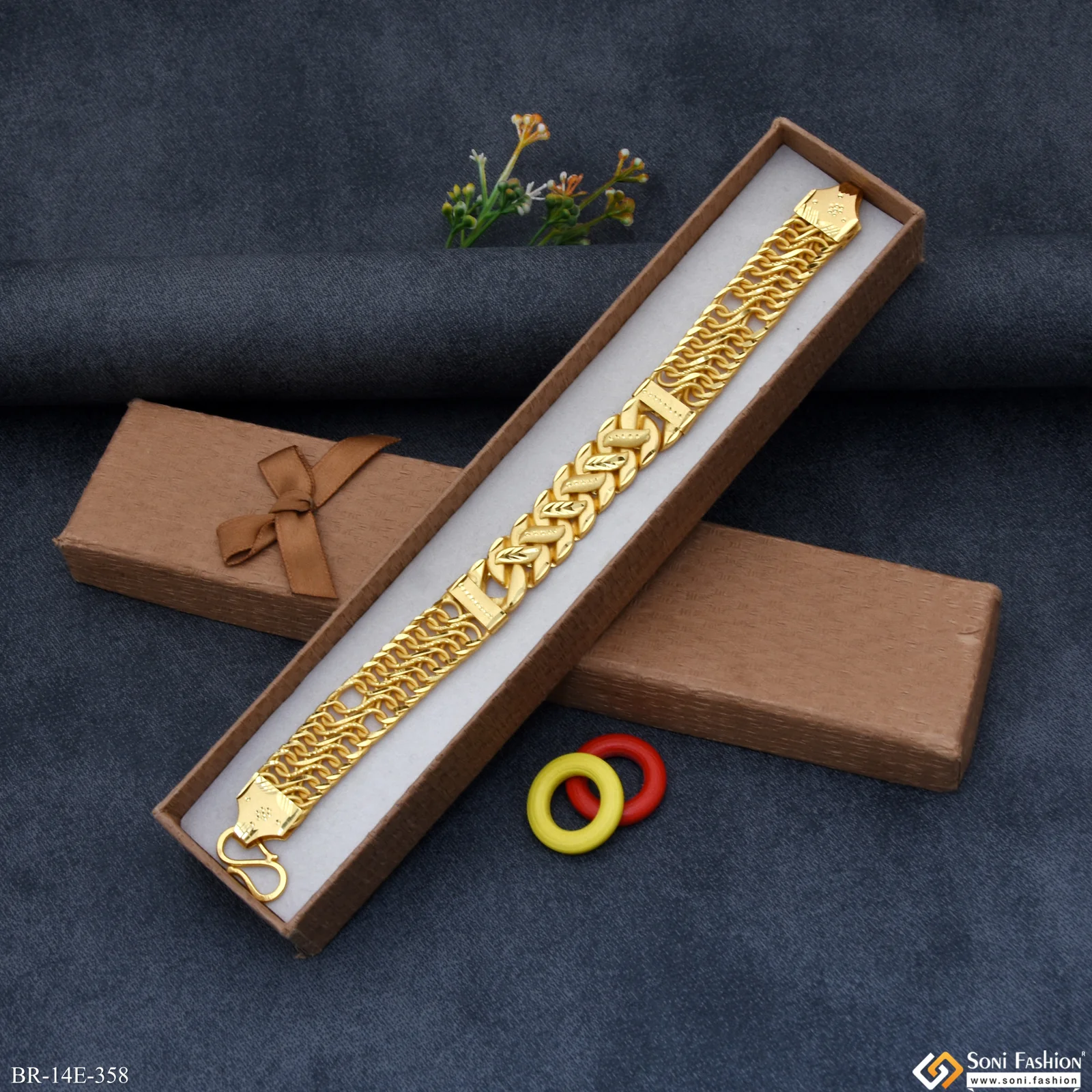 2 in 1 pokal bracelet Fancy Design High-Quality Gold Plated Bracelet for Men - Style E358 - Image 5