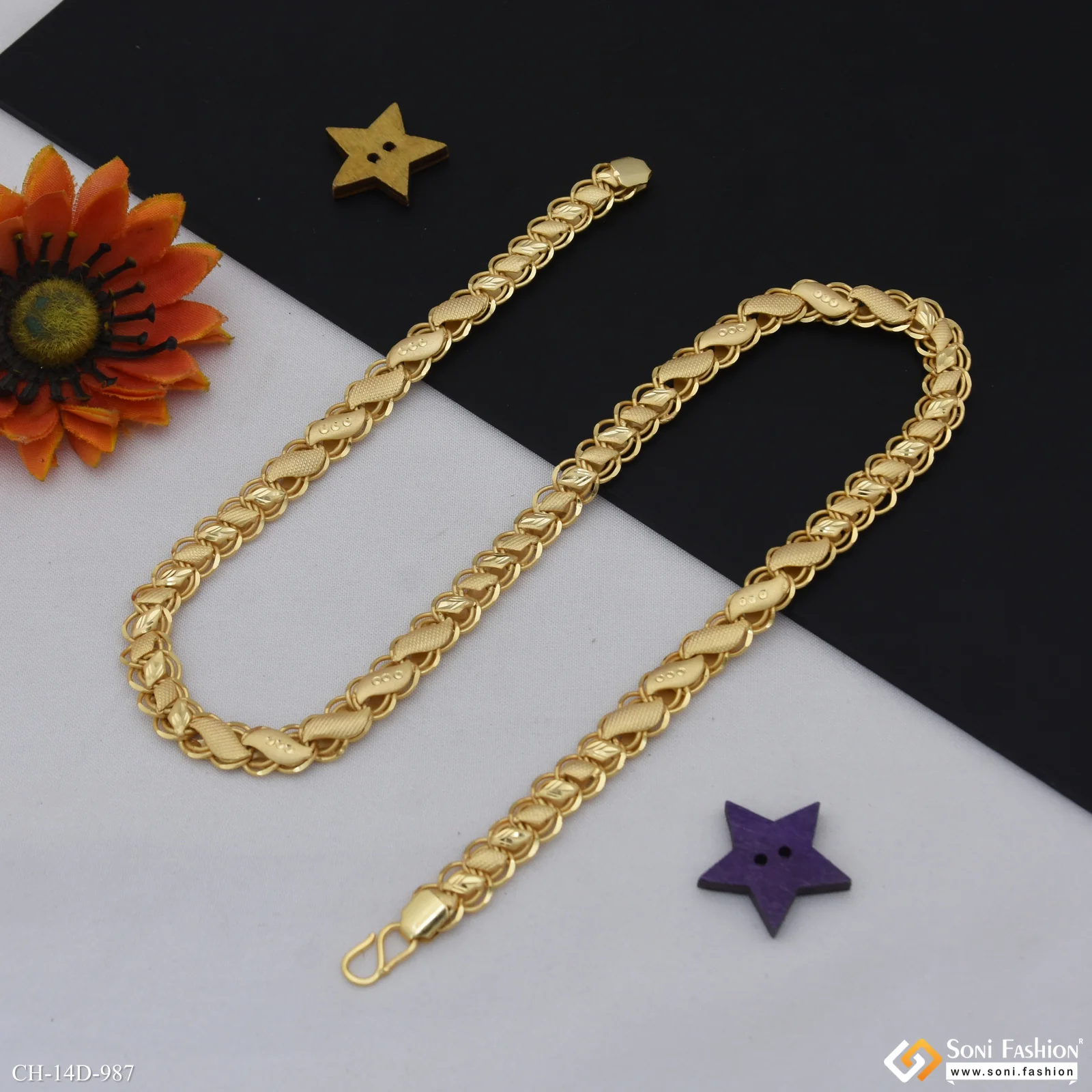 2 In 1 Popular Design Gold Plated Kohli Chain for Men - Style D987 - Image 5
