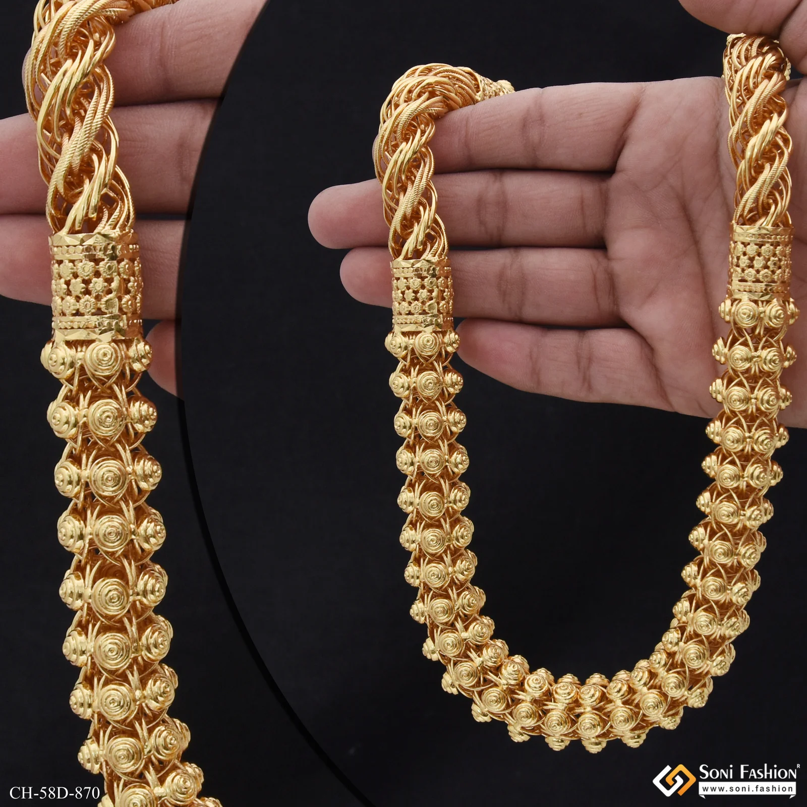2 In 1 Popular Design Gold Plated Rajwadi Rassa for Men - Style D870