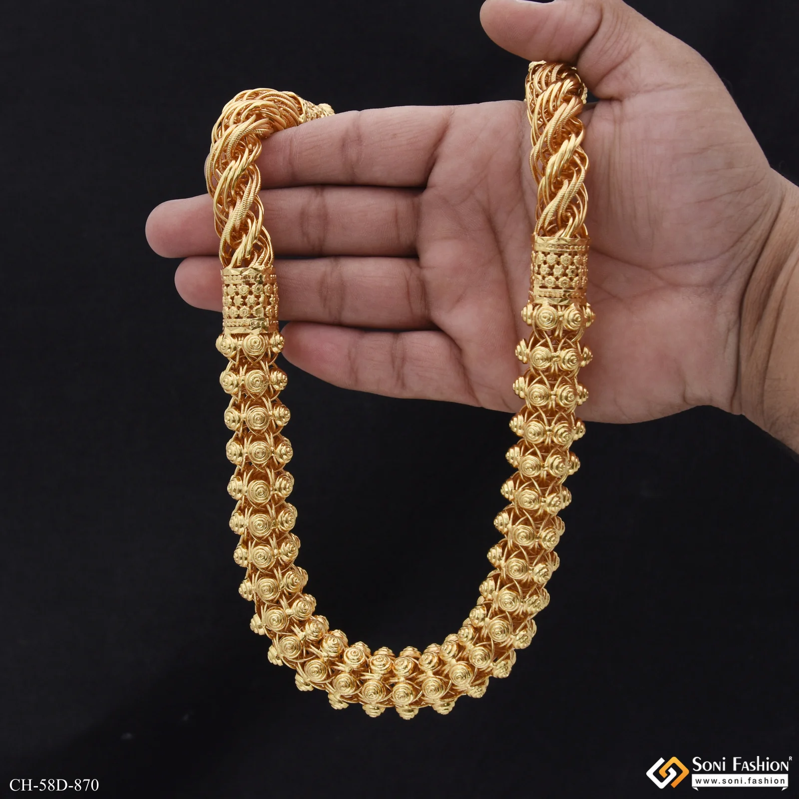 2 In 1 Popular Design Gold Plated Rajwadi Rassa for Men - Style D870 - Image 6