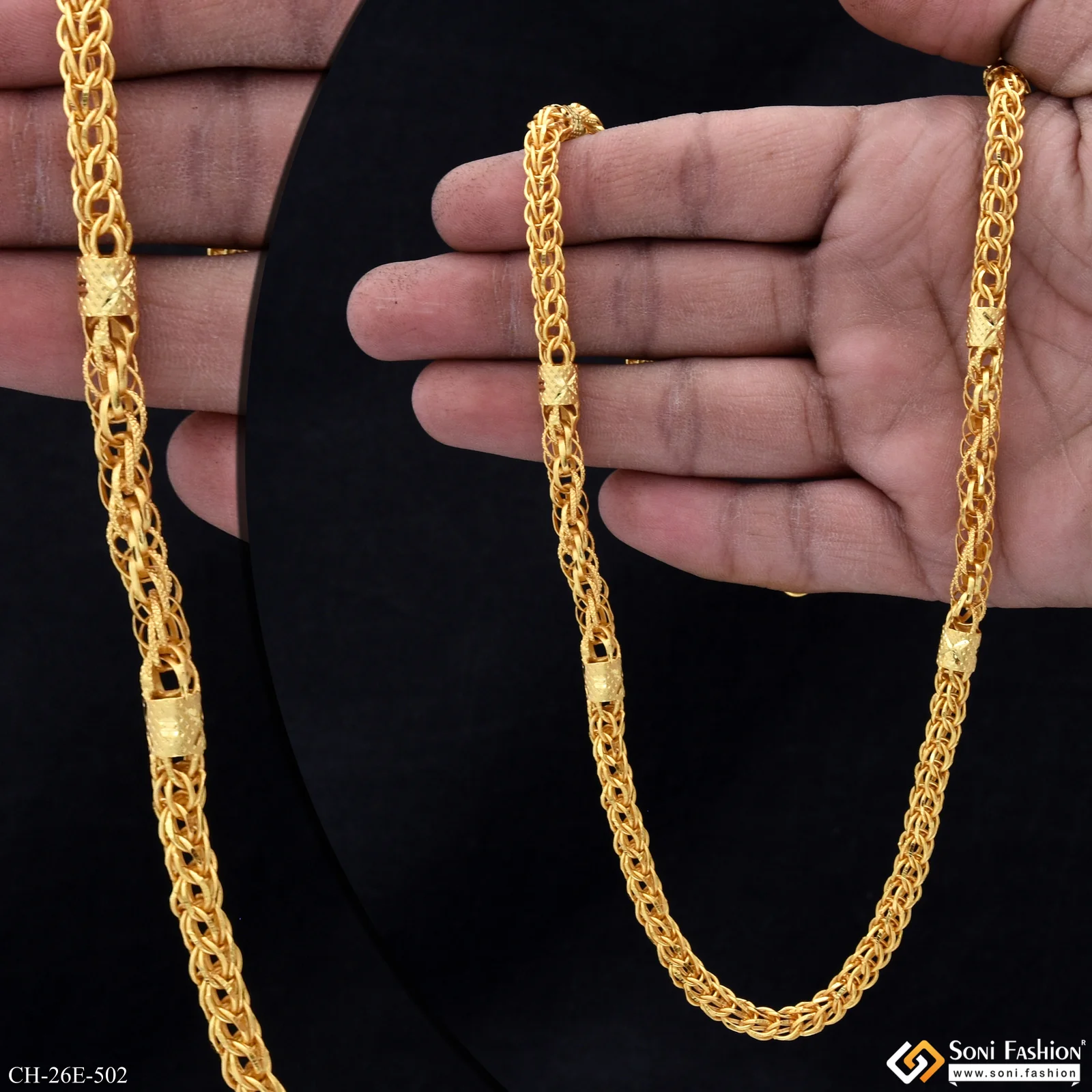 2 In 1 Popular Design Gold Plated Rassa Chain - Style E502 - Image 2