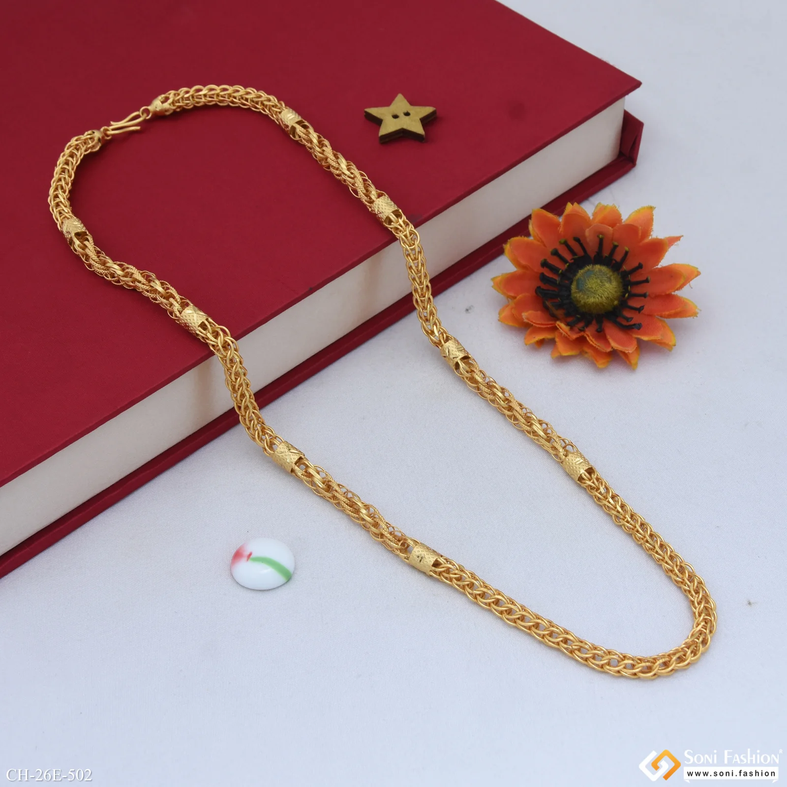 2 In 1 Popular Design Gold Plated Rassa Chain - Style E502 - Image 4