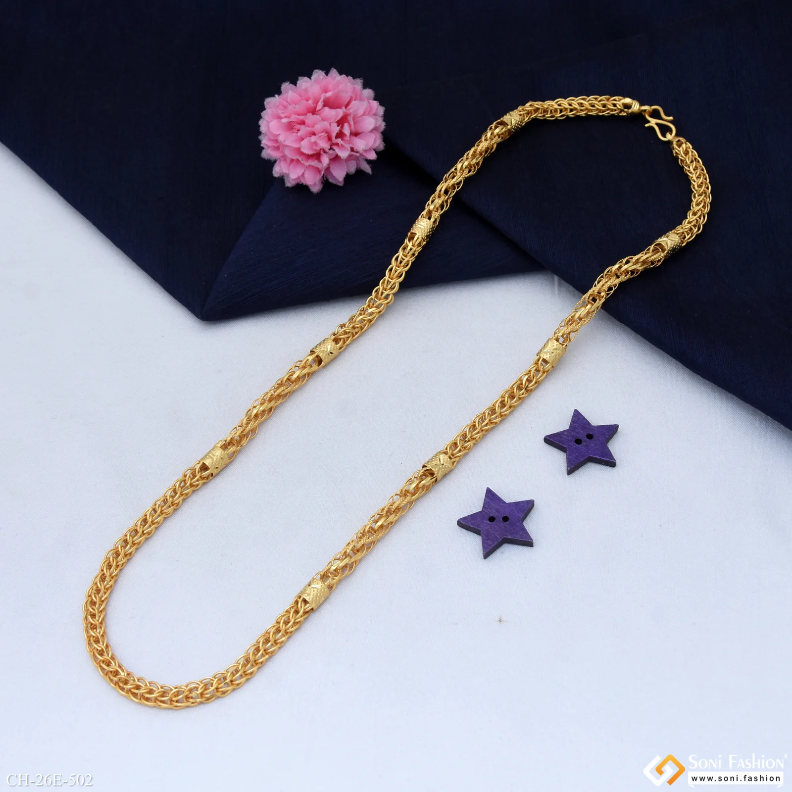 2 In 1 Popular Design Gold Plated Rassa Chain - Style E502 - Image 5