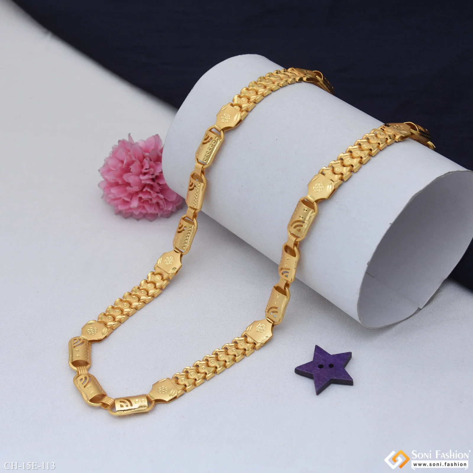 2 In 1 Prominent Design Gold Plated Pokal Chain for Men - Style E113 - Image 3