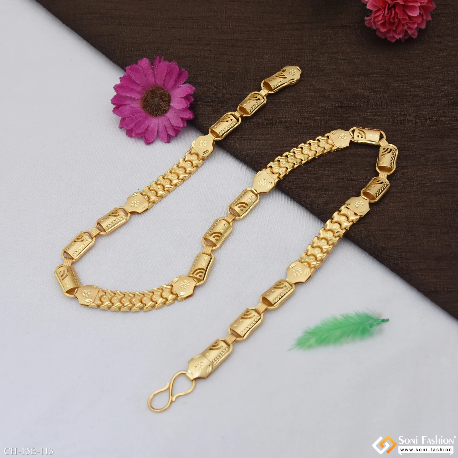 2 In 1 Prominent Design Gold Plated Pokal Chain for Men - Style E113 - Image 5