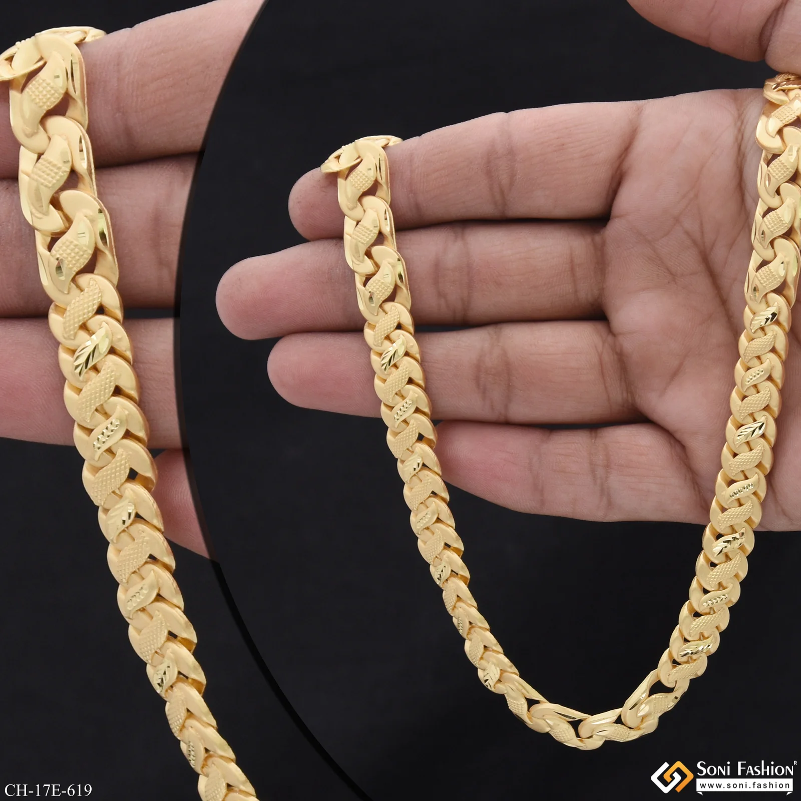 2 In 1 Prominent Design Gold Plated Pokal Chain for Men - Style E619 - Image 2
