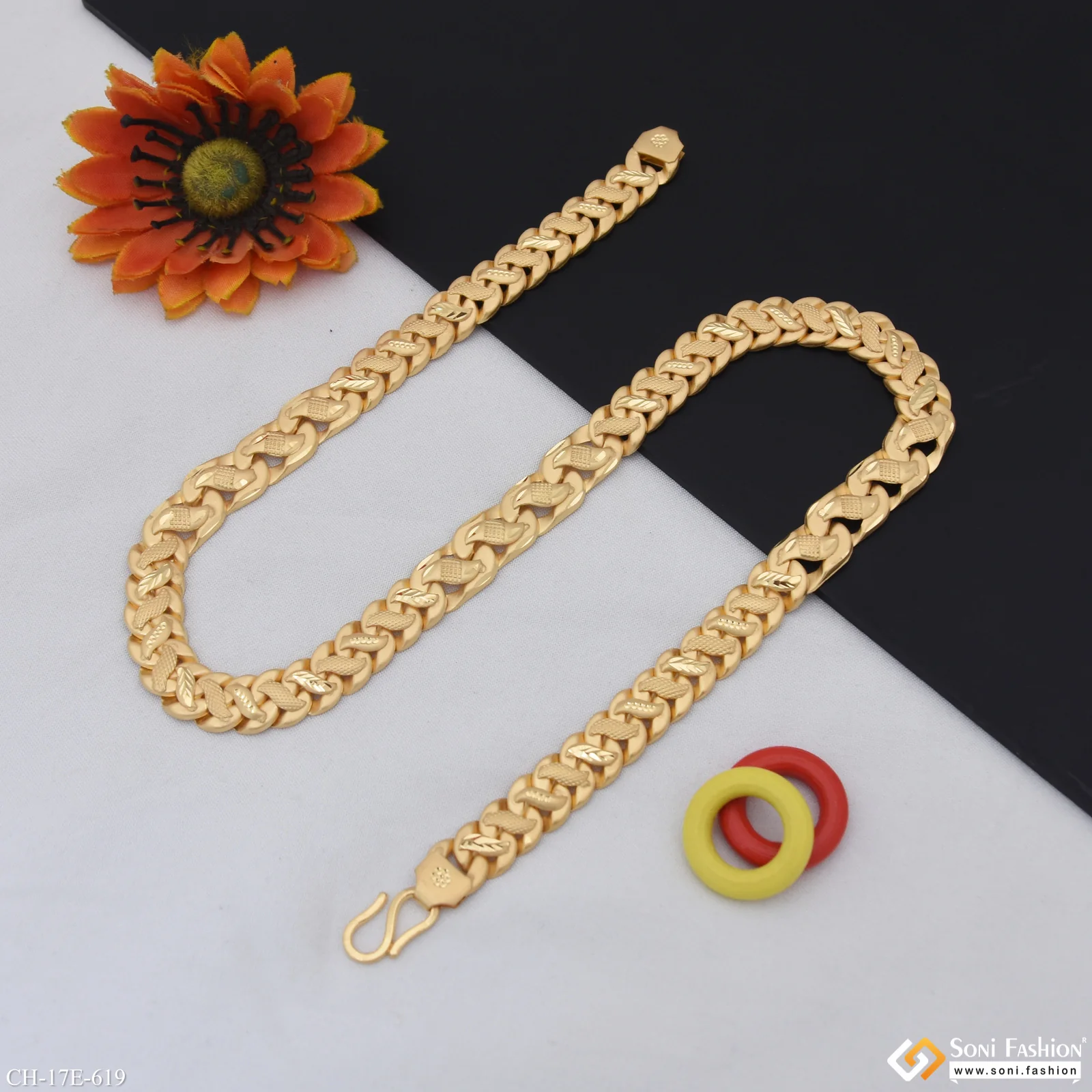 2 In 1 Prominent Design Gold Plated Pokal Chain for Men - Style E619 - Image 4