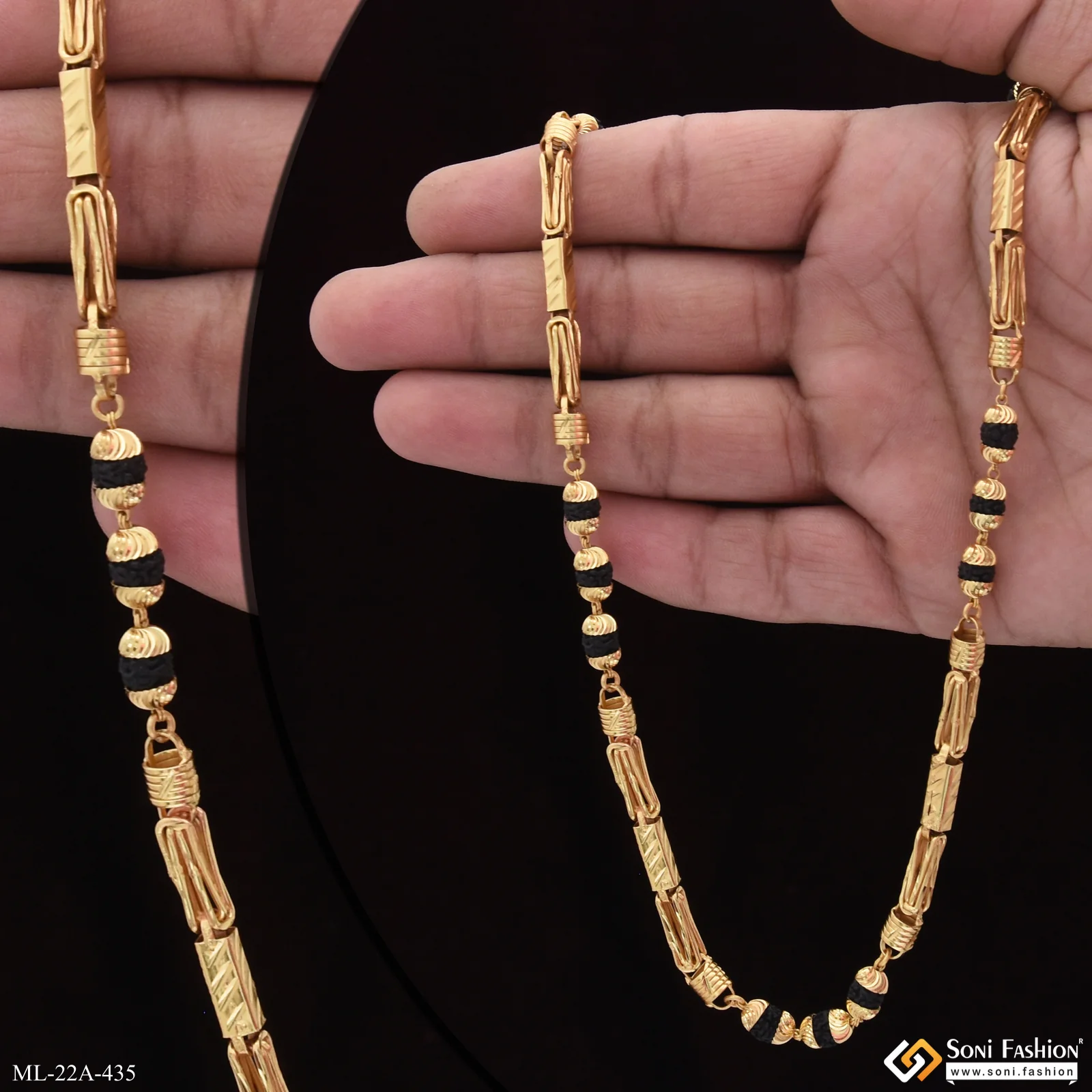 2 In 1 Prominent Design Gold Plated Rudraksha Mala for Men - Style A435 - Image 2