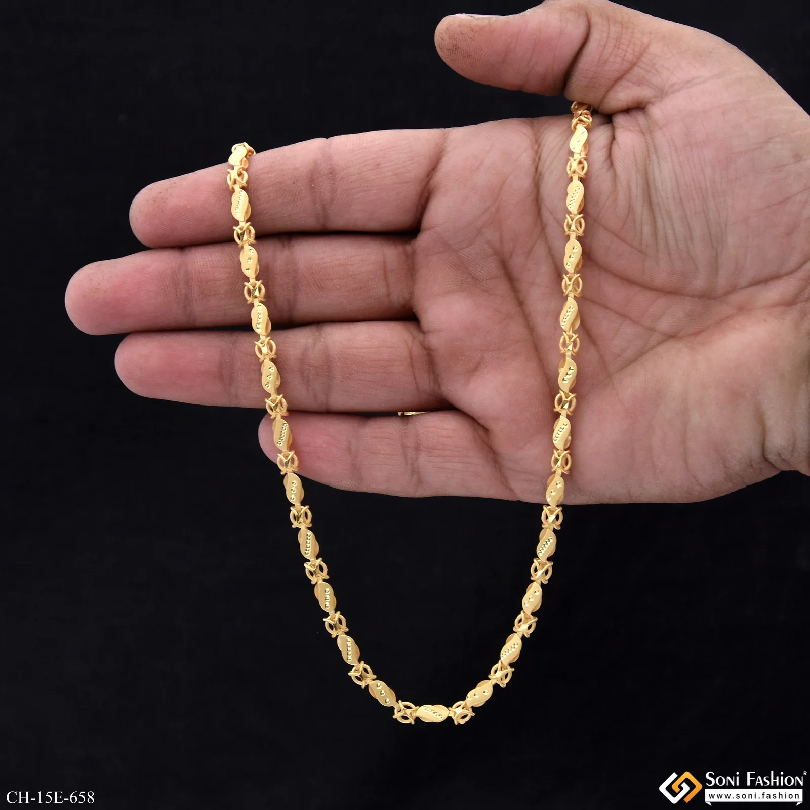 2 In 1 Trending Design Gold Plated Chain for Men - Style E658 - Image 3