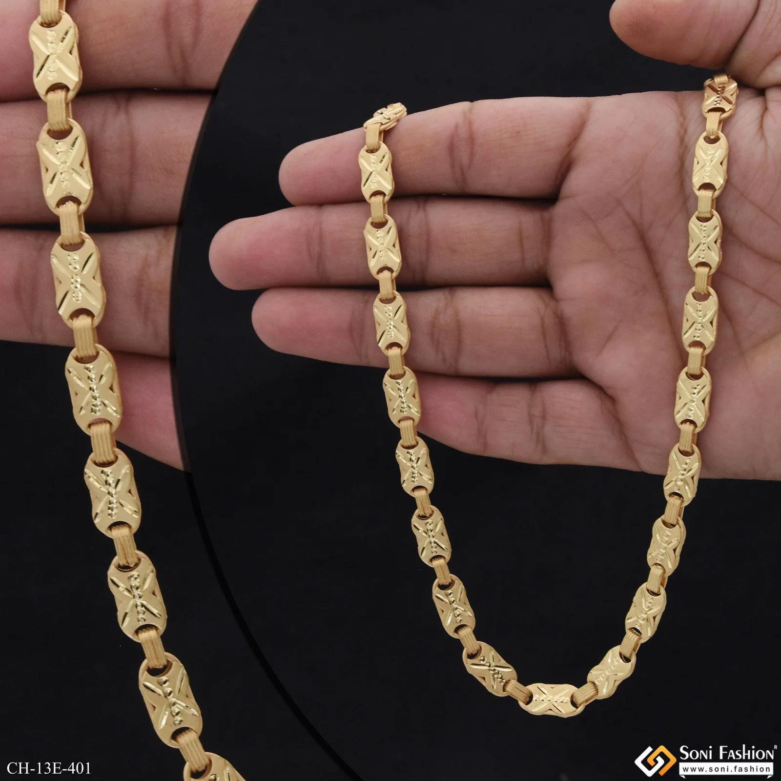 2 In 1 Trending Design Gold Plated Nawabi Chain for Men - Style E401 - Image 2