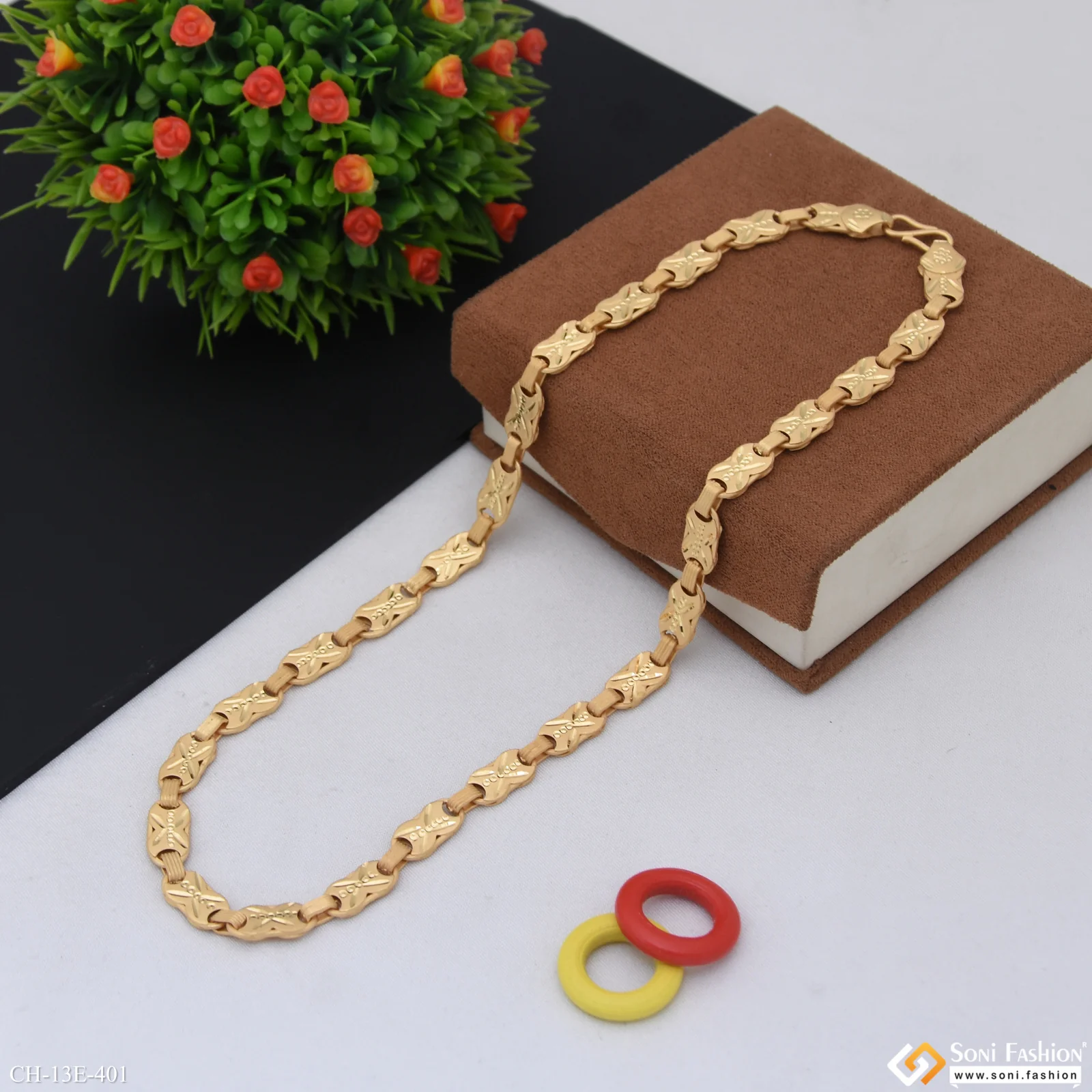 2 In 1 Trending Design Gold Plated Nawabi Chain for Men - Style E401 - Image 3
