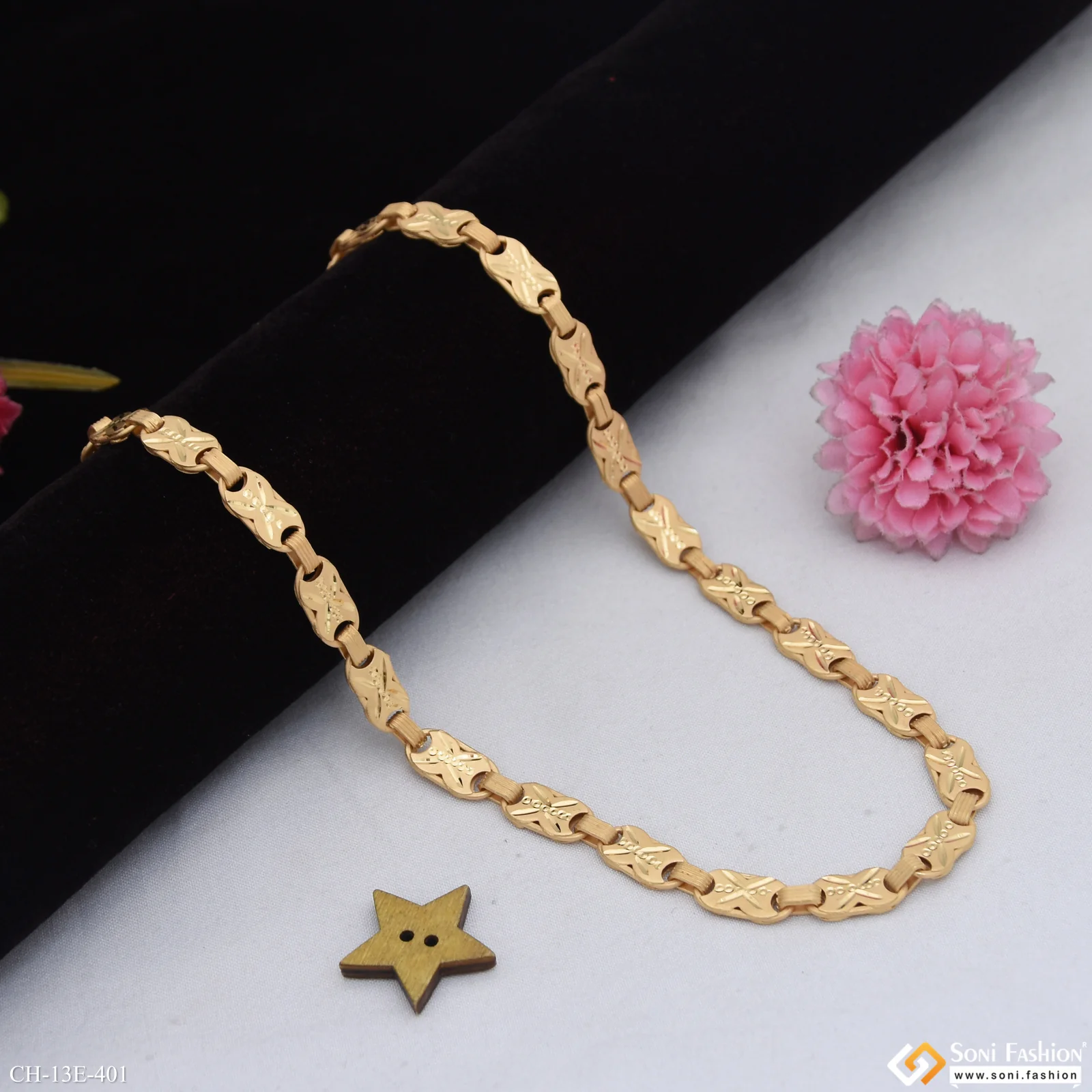 2 In 1 Trending Design Gold Plated Nawabi Chain for Men - Style E401 - Image 4