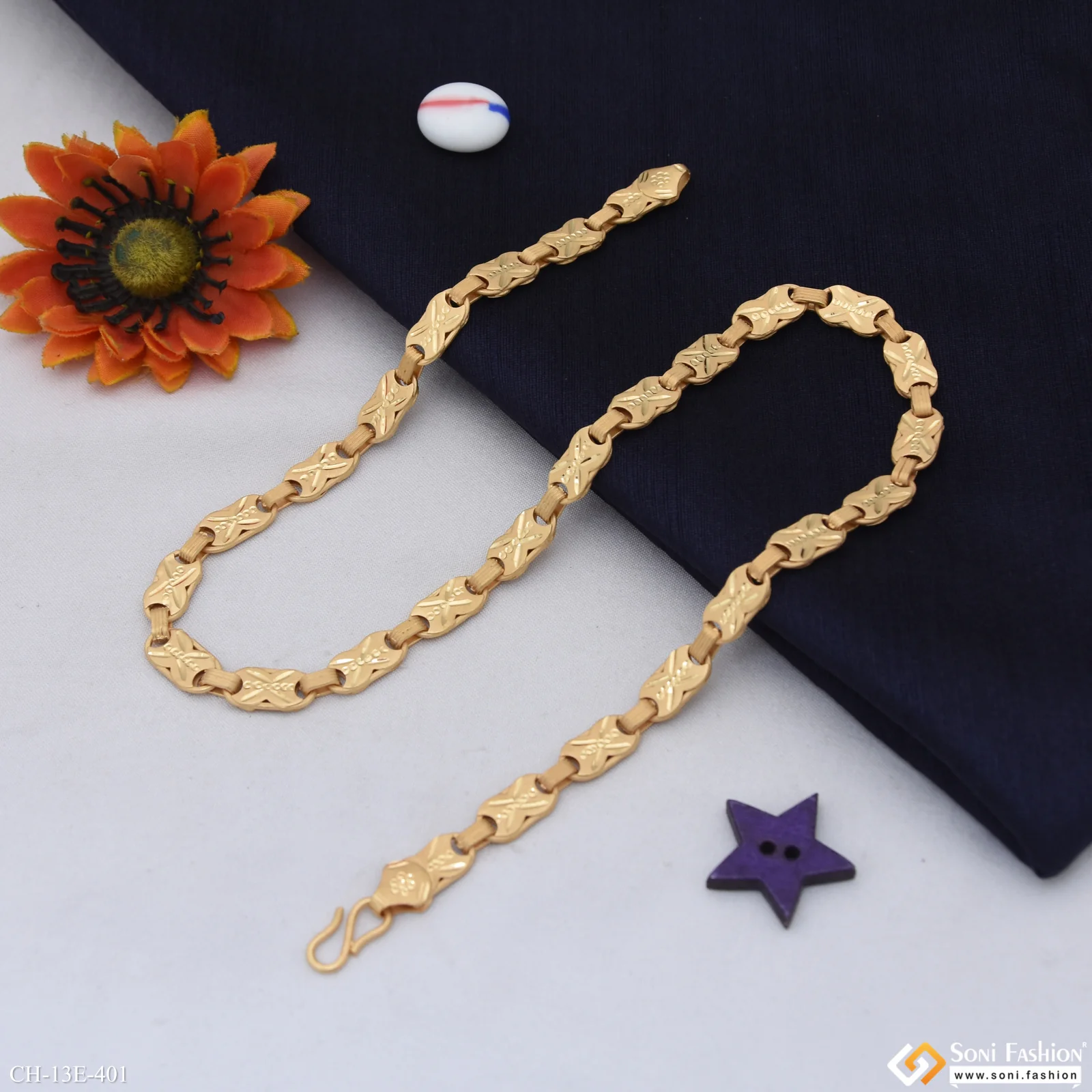2 In 1 Trending Design Gold Plated Nawabi Chain for Men - Style E401 - Image 5
