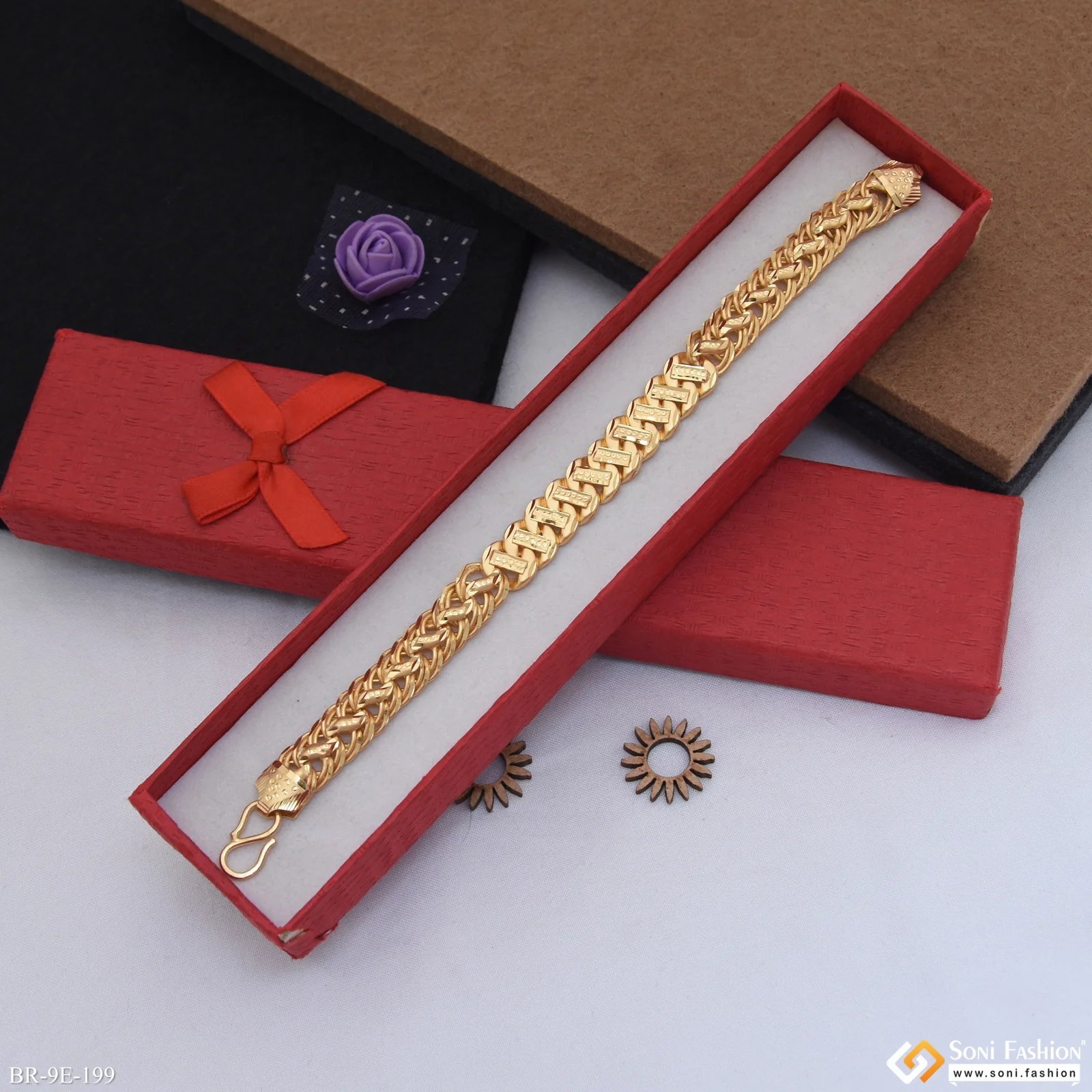 2 In 1 Trending Design Gold Plated Pokal Bracelet for Men - Style E199 - Image 2