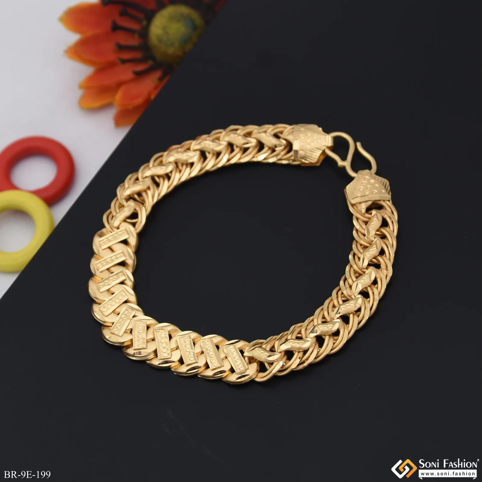 2 In 1 Trending Design Gold Plated Pokal Bracelet for Men - Style E199 - Image 3