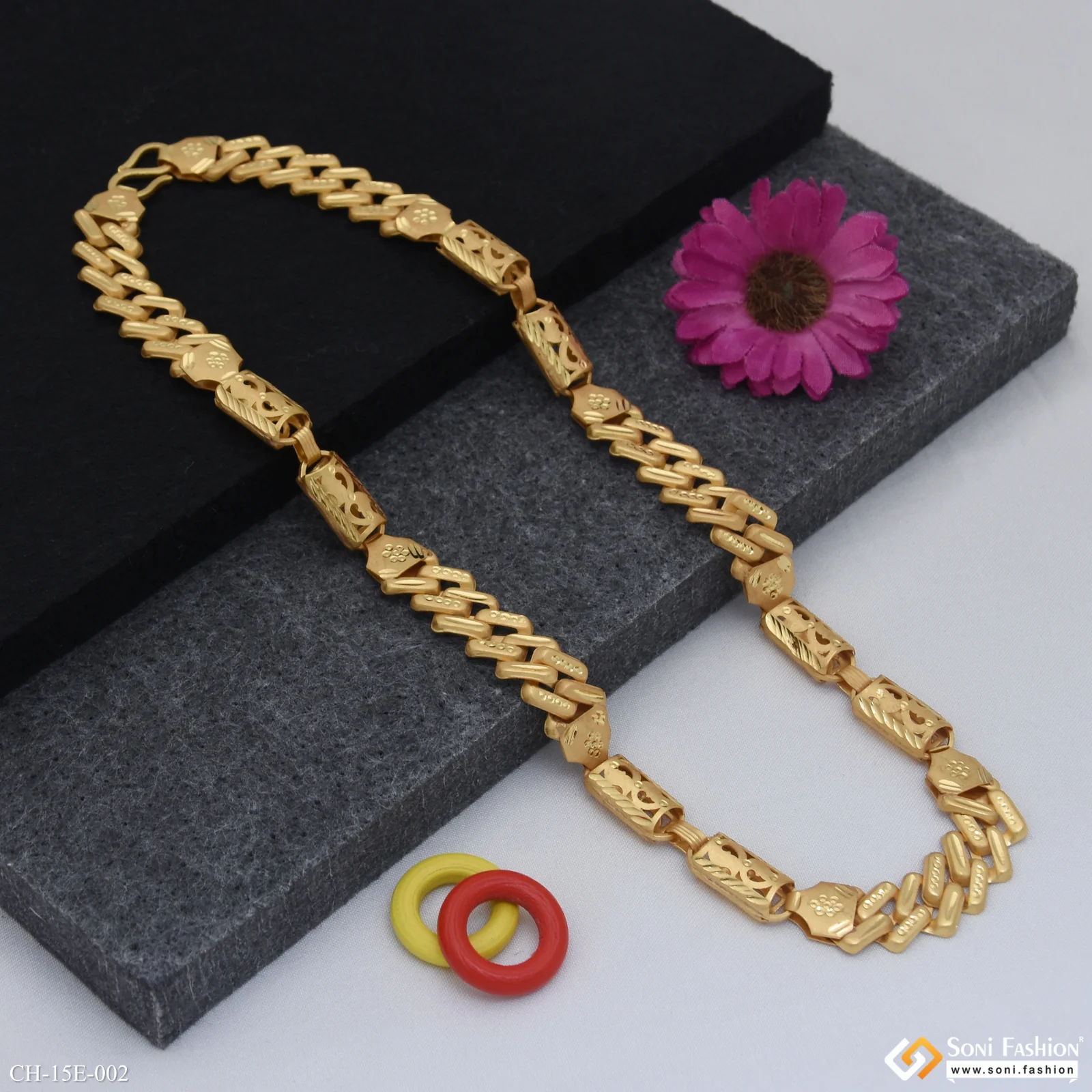 2 In 1 Trending Design Gold Plated Pokal Chain for Men - Style E002 - Image 4