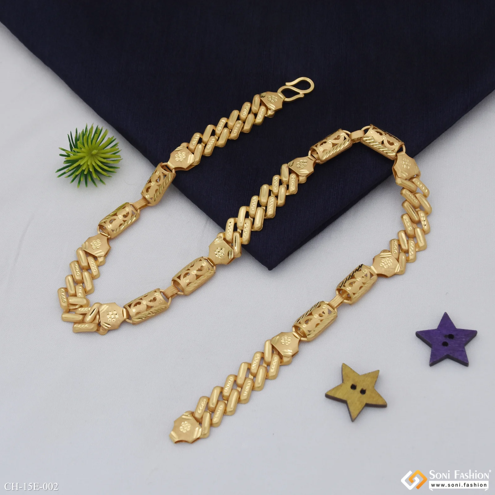 2 In 1 Trending Design Gold Plated Pokal Chain for Men - Style E002 - Image 5