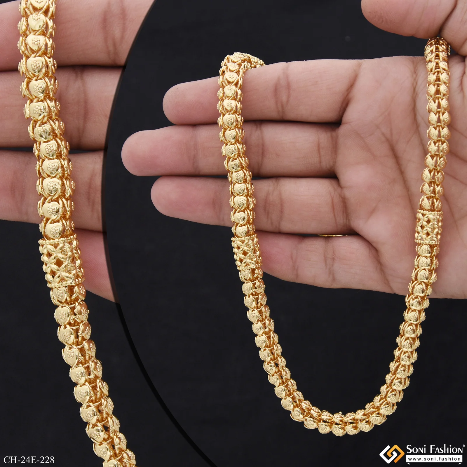 2 In 1 Trending Design Gold Plated Rajwadi Chain for Men - Style E228 - Image 2